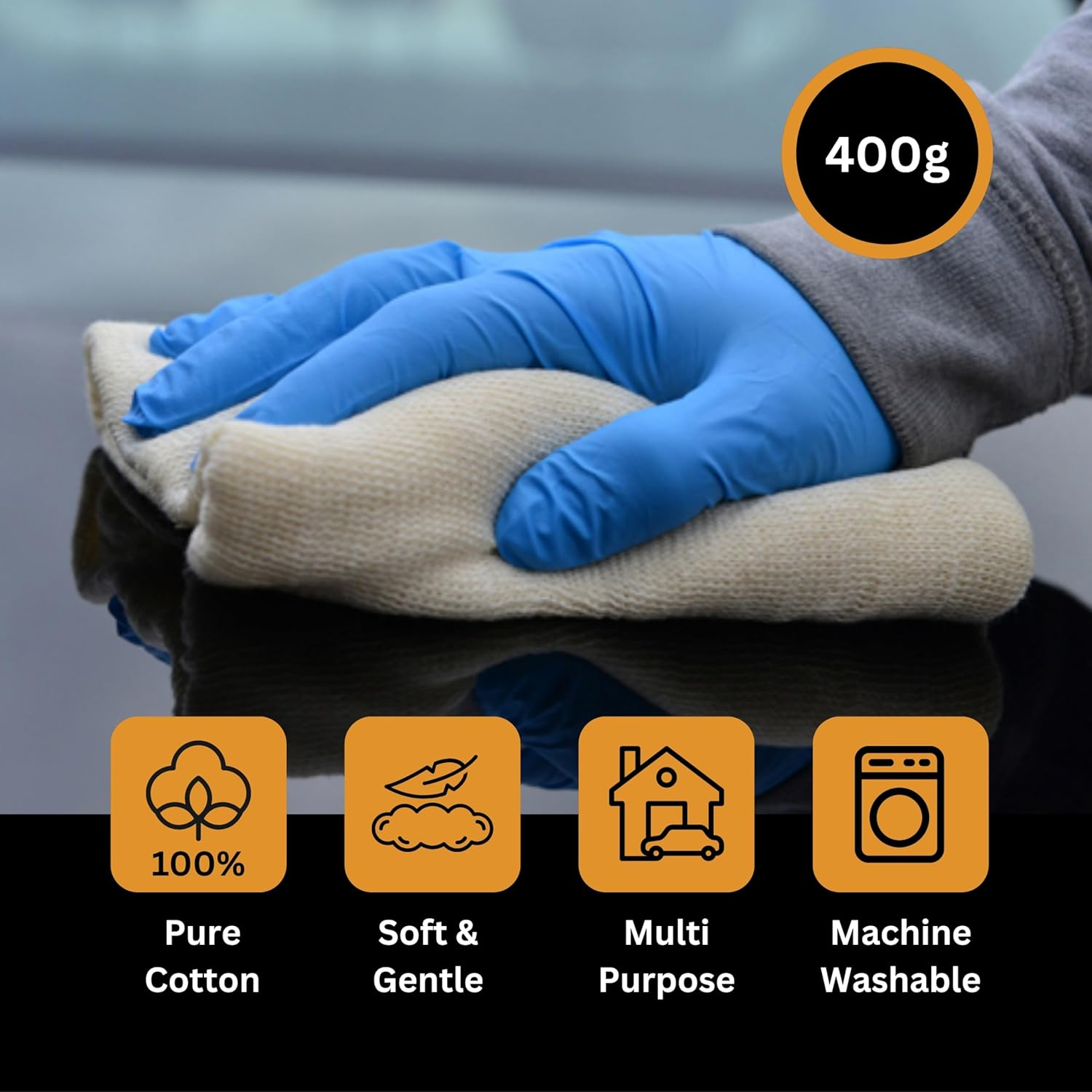 400G Stockinette Roll &ndash; 100% Pure Cotton Car Polishing Cloth, 9M Mutton Cloth Roll &ndash; Ultra-Soft, Lint Free Cloth for Waxing Wood, Buffing & Detailing &ndash; Reusable Polish Rag