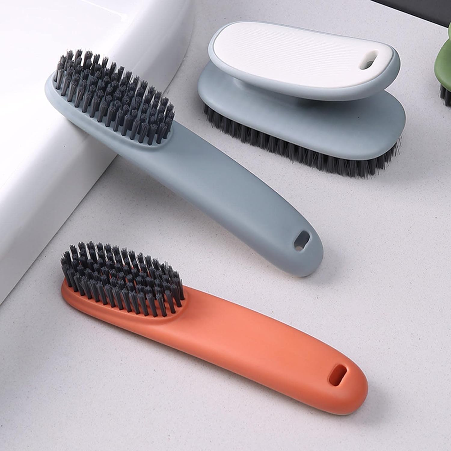 Household Small Scrub Brushes Laundry Cleaning Board Brush Easy Grip Shoe Brush Soft Bristle Brush Household Cleaning Clothes Shoes Scrubbing Cleaning Supplies for Stains 2 Pack image number 4