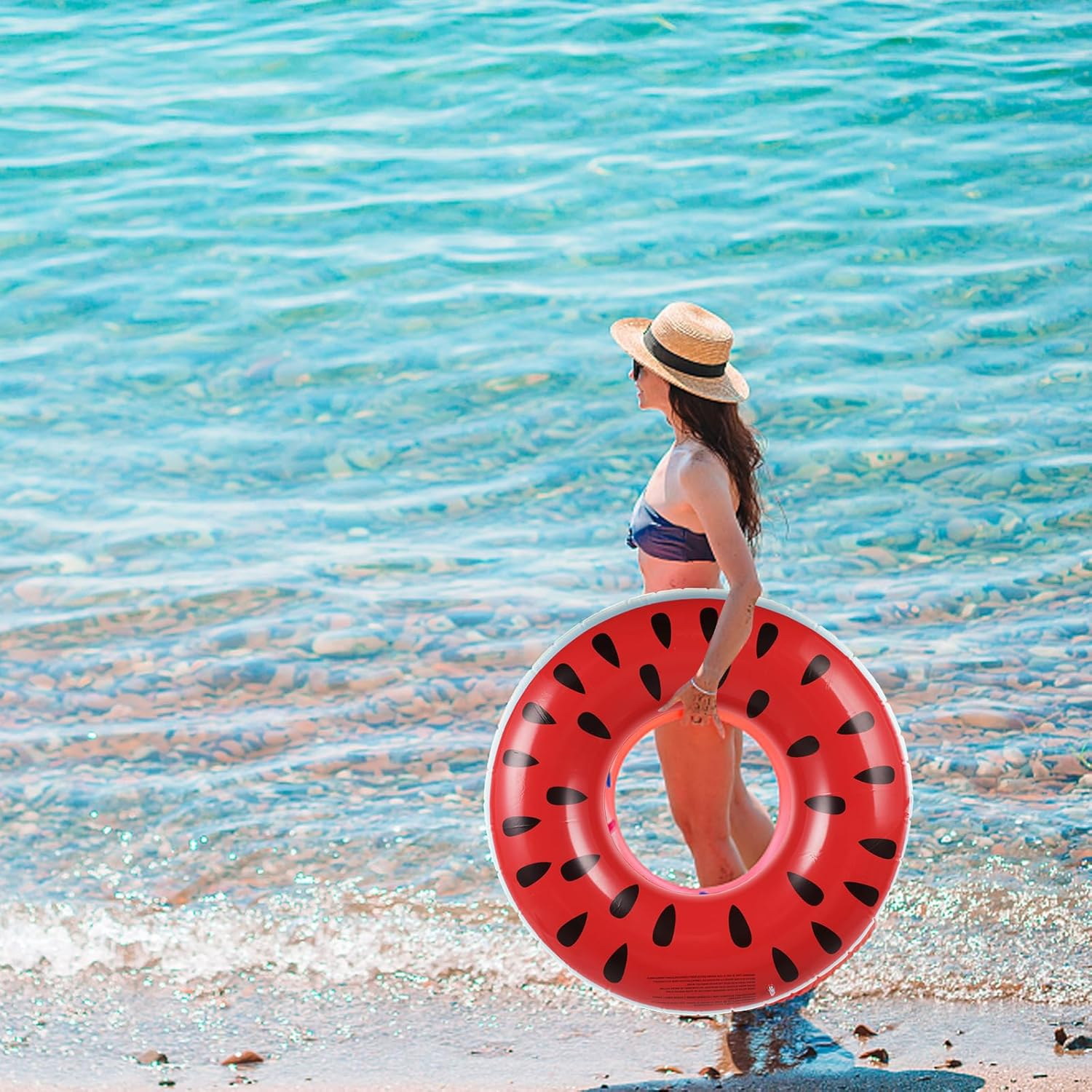 Schwimmreifen F&uuml;r Erwachsene, Schwimmring Donut Aufblasbarer Schwimmring 120Cm, Sommer Wasser Spielzeuge Schwimm Pool Ring image number 6