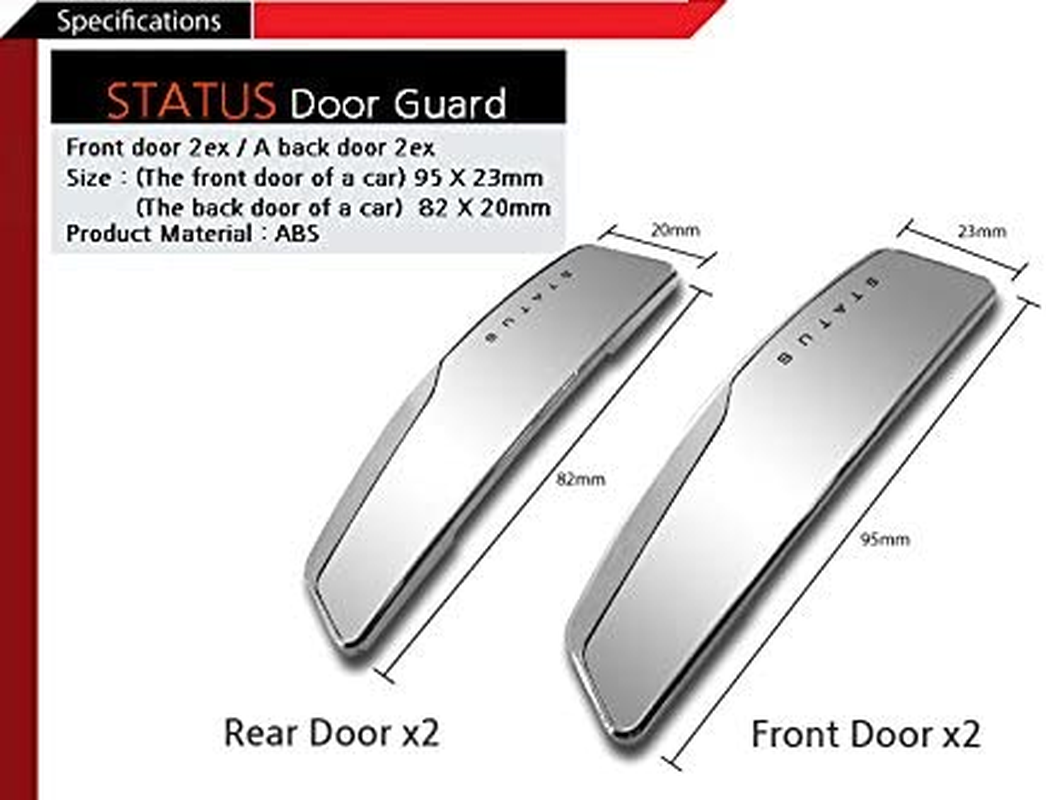 4 Pcs Status High Glossy Slim Door Edge Guards Bumper Protector Trim Guard Sticker Molding Black Color for Motors (Silver) image number 2