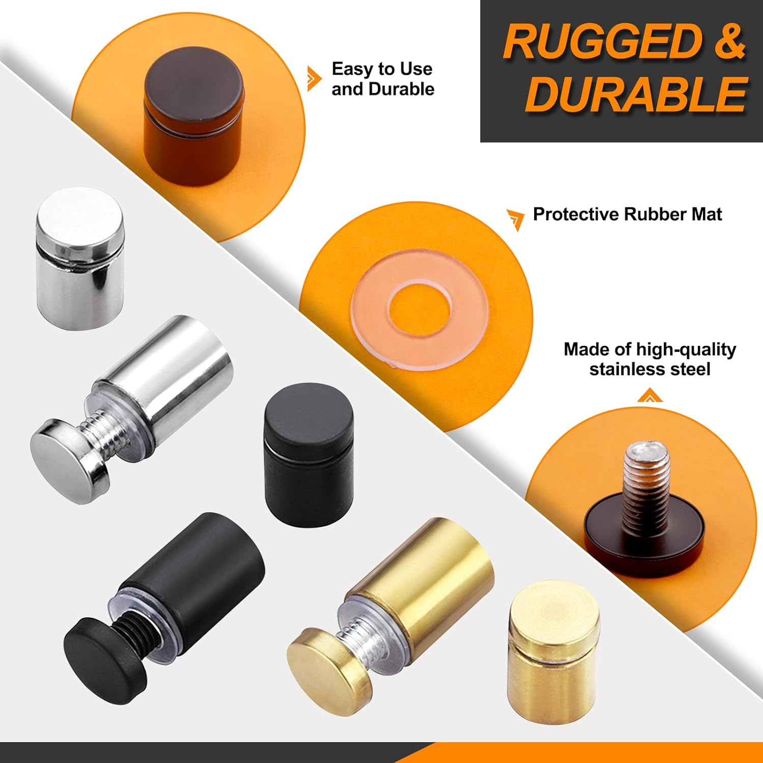 12 Sets 1/2" X 1" Black Stainless Steel Standoff Screws Advertising Mounting Hardware Wall Mount Glass Standoff Holder for Hanging Acrylic Signs Glass Panel Advertising (12Mm Dia. X 25Mm L.)