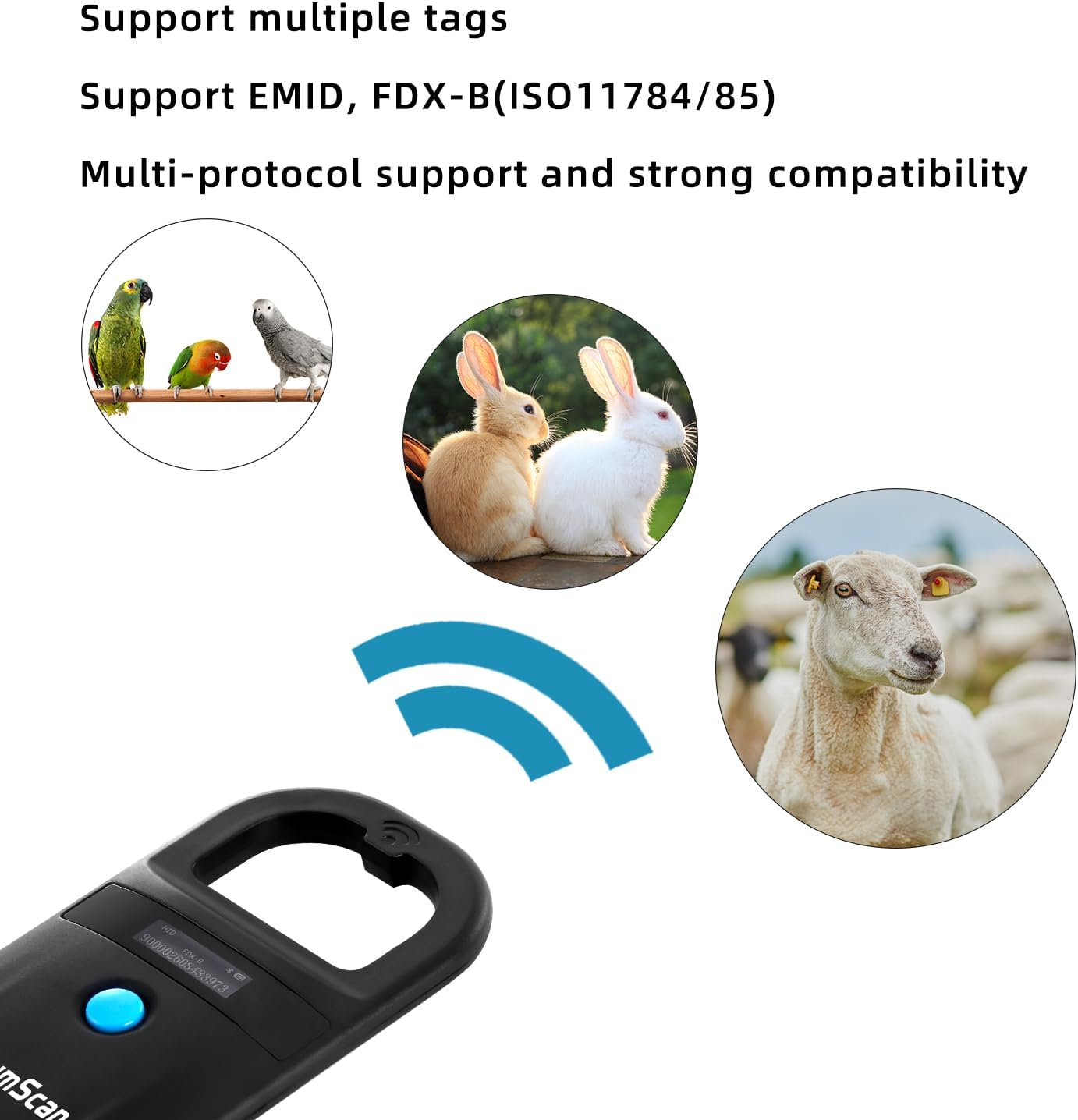 Netumscan Upgraded Pet Microchip Reader Scanner, 256 Data Storage Animal Tag Scanner Rechargeable Handheld Pet Chip ID Scanner with Stable OLED Display for ISO 11784/11785,FDX-B and ID64 RFID EMID image number 4