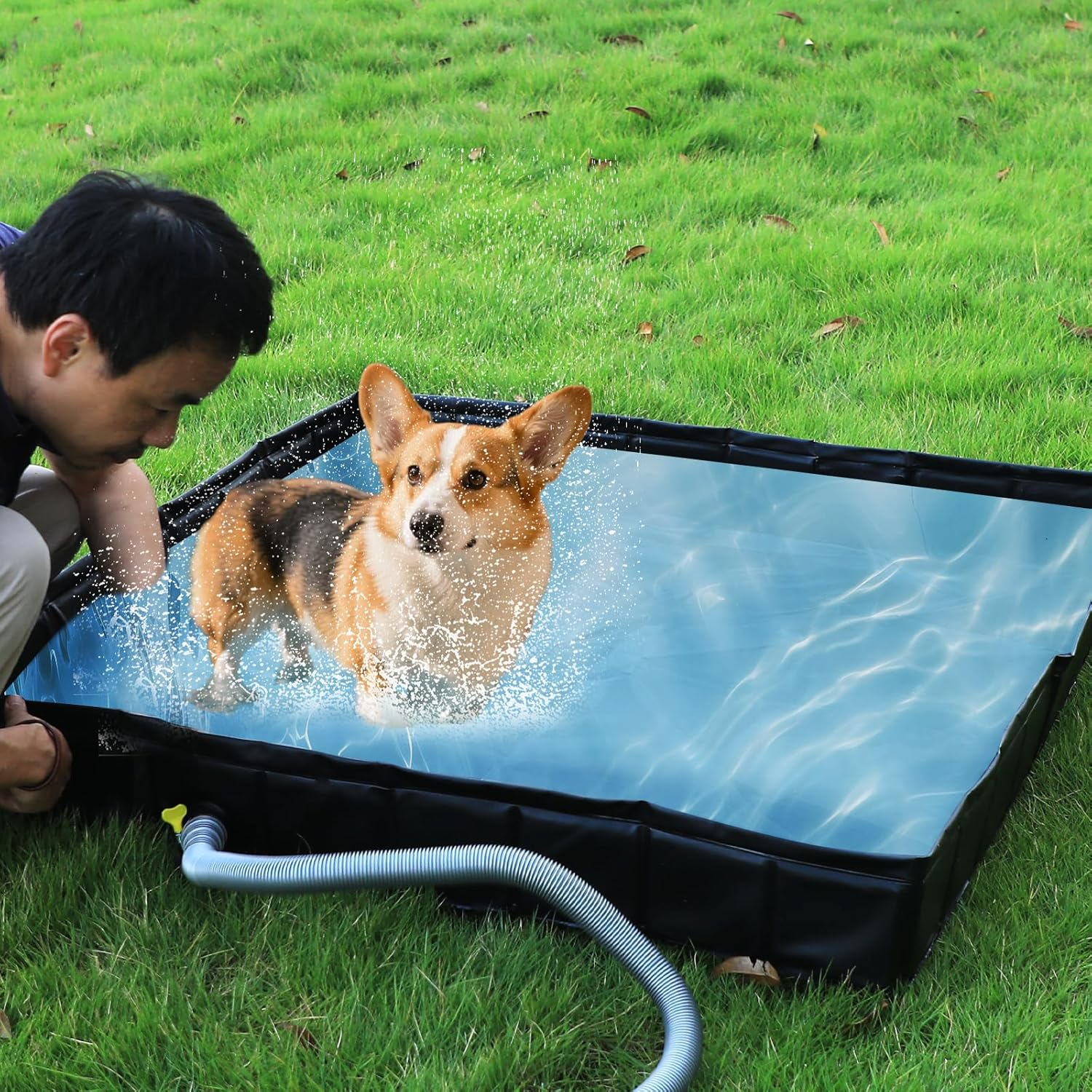 Camping Shower Pan,Portable Shower Tray 41" X 41" X 5" with Mesh Organizer, Foldable Camping Shower Base & Floor with Removable Drain Pipe, Suitable for Camping, RV, Outdoor, Indoor image number 3