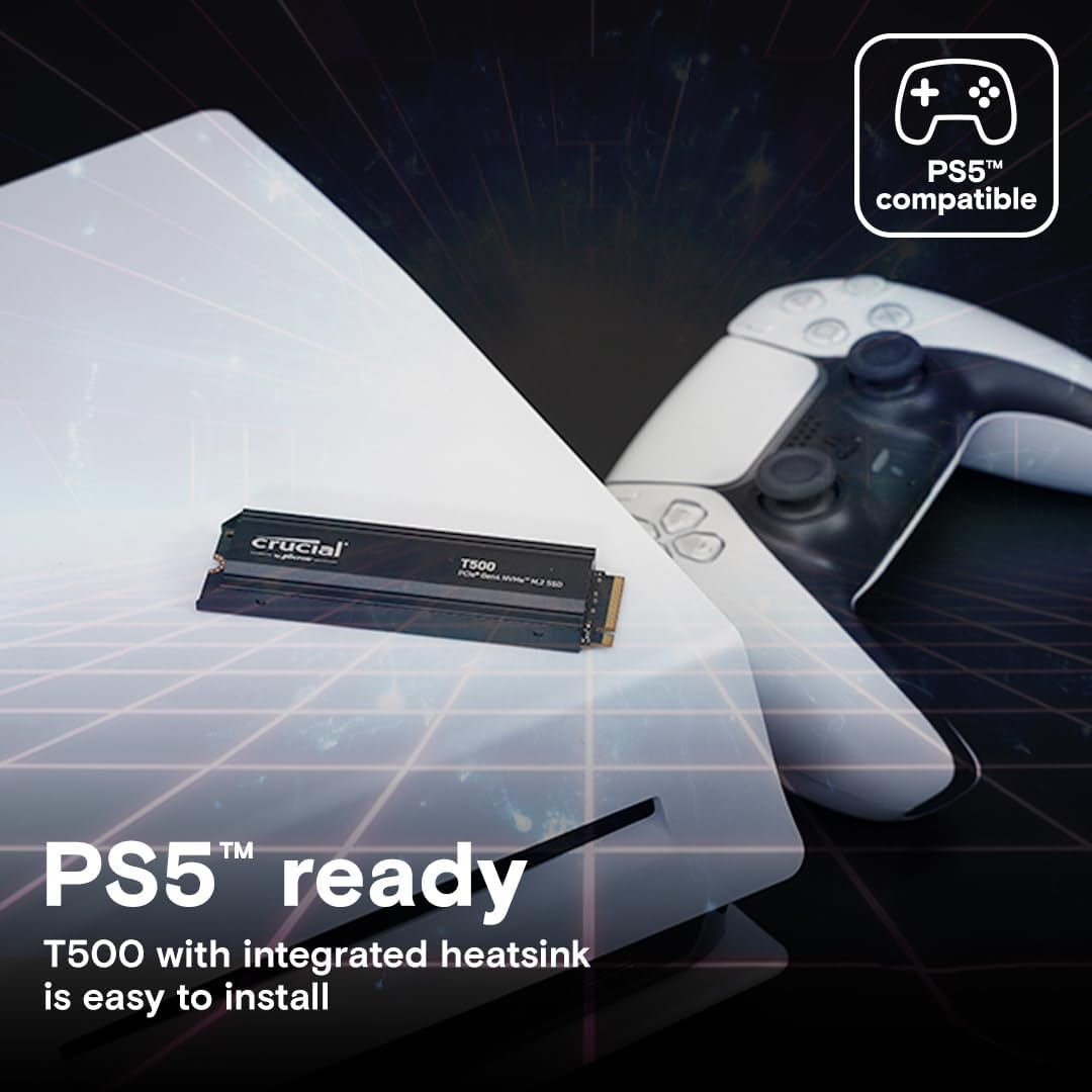 Crucial T500 1TB Pcie Gen4 Nvme M.2 SSD with Heatsink image number 6