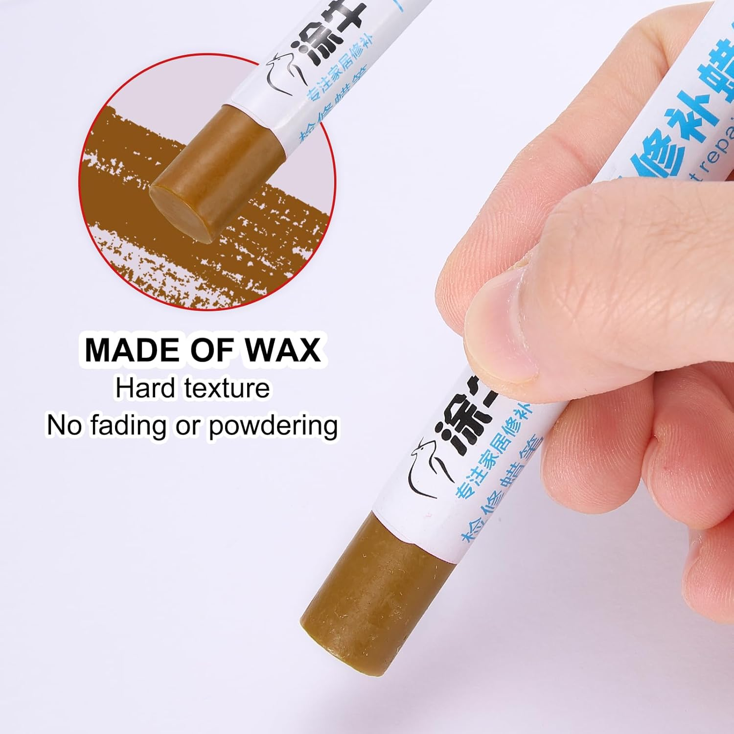 Uxcell Wood Filler Sticks Wood Furniture Scratch Repair Filler Sticks Furniture Touch up Markers with Yellow Scraper for Wood Holes Wood Floor Table Door Cabinet, Wood Brown image number 6