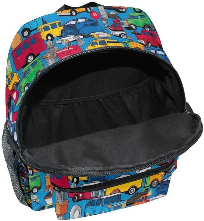 ODAWA Kids Backpacks with Name Tag, Cute Vehicles 12 Inch Backpacks for Boys Girls, Pre School Backpack for Boys image number 4