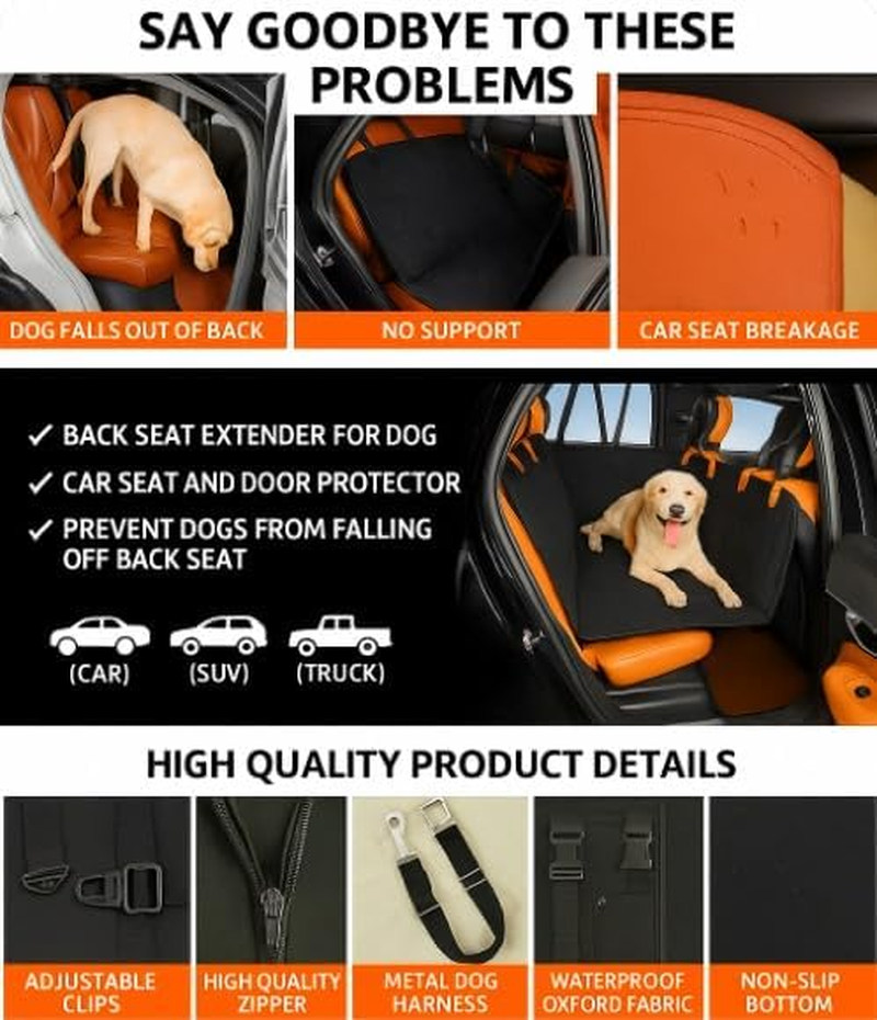 Dog Car Seat Cover for Back Seat &ndash; Waterproof Car Accessories for Dogs, Hard Bottom Hammock Protector, Non-Slip Mat, Car Seat Covers Interior, Pet Travel Bench &ndash; Pawliner (132 X 160 Cm) image number 3