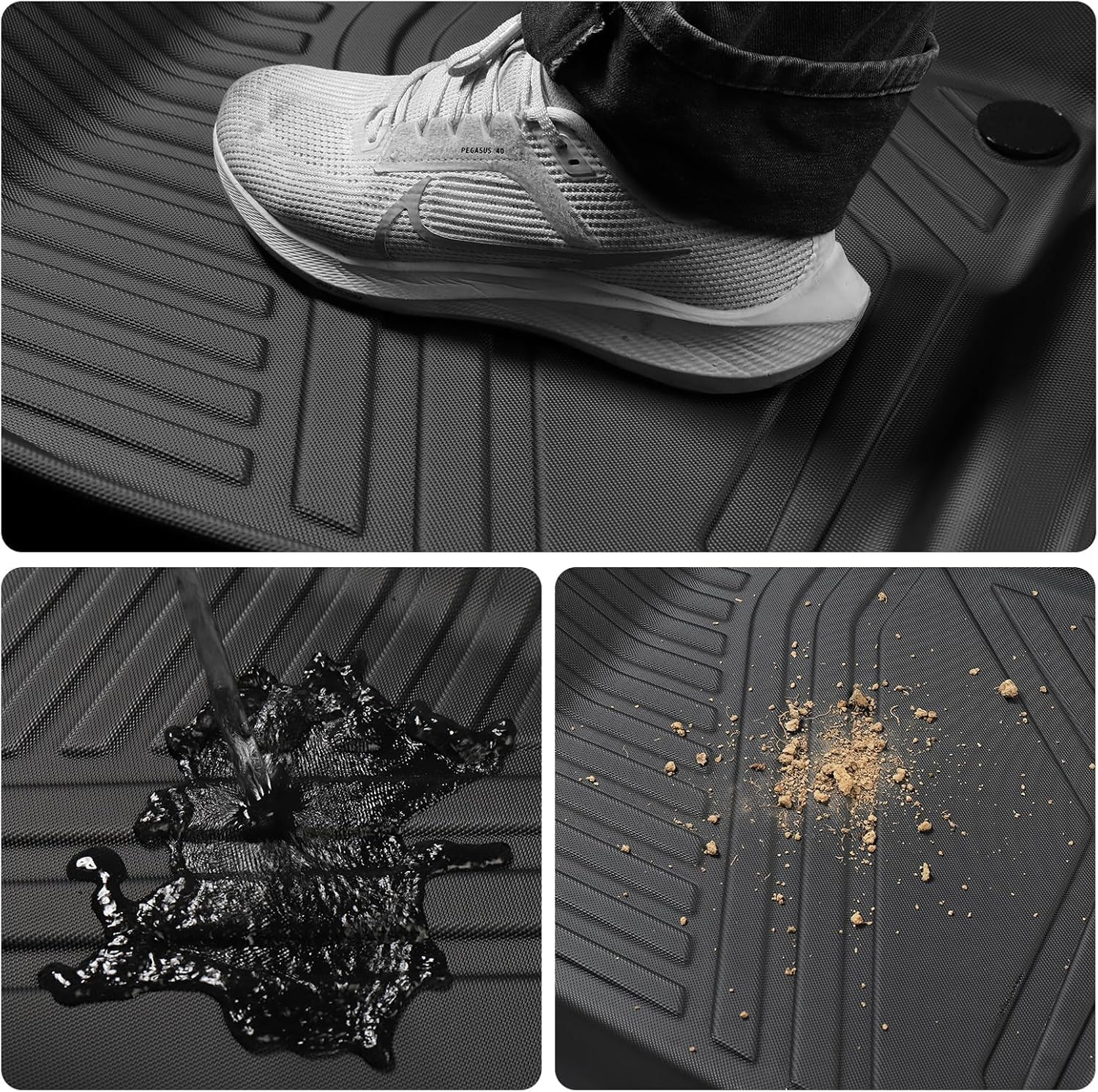 Floor Mats Compatible with 2025 2026 Tesla Model Y Juniper 5 Seater TPE All Weather Floor Liners Accessories, 1St & 2Nd Rows Car Mats Interior Black image number 5