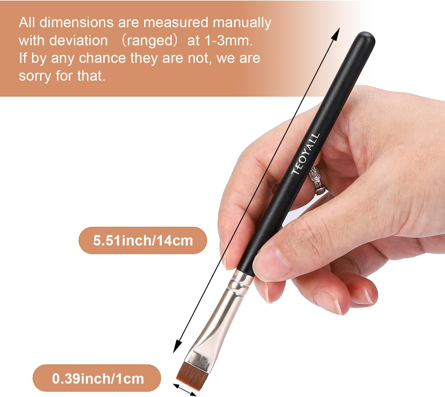 TEOYALL Thin Flat Eyeliner Brush, Precise Eyebrow Definer Brush, Concealer Brush for Cover Blemishes (Multifunctional Flat Brush) image number 2