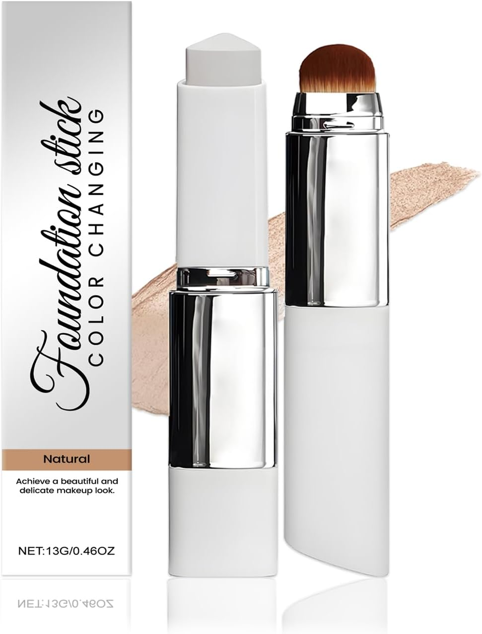 Cover Cream Stick V, Detachable Brush,Korean Color Changing Foundation With,Full to Medium Coverage Base Makeup (Natural)