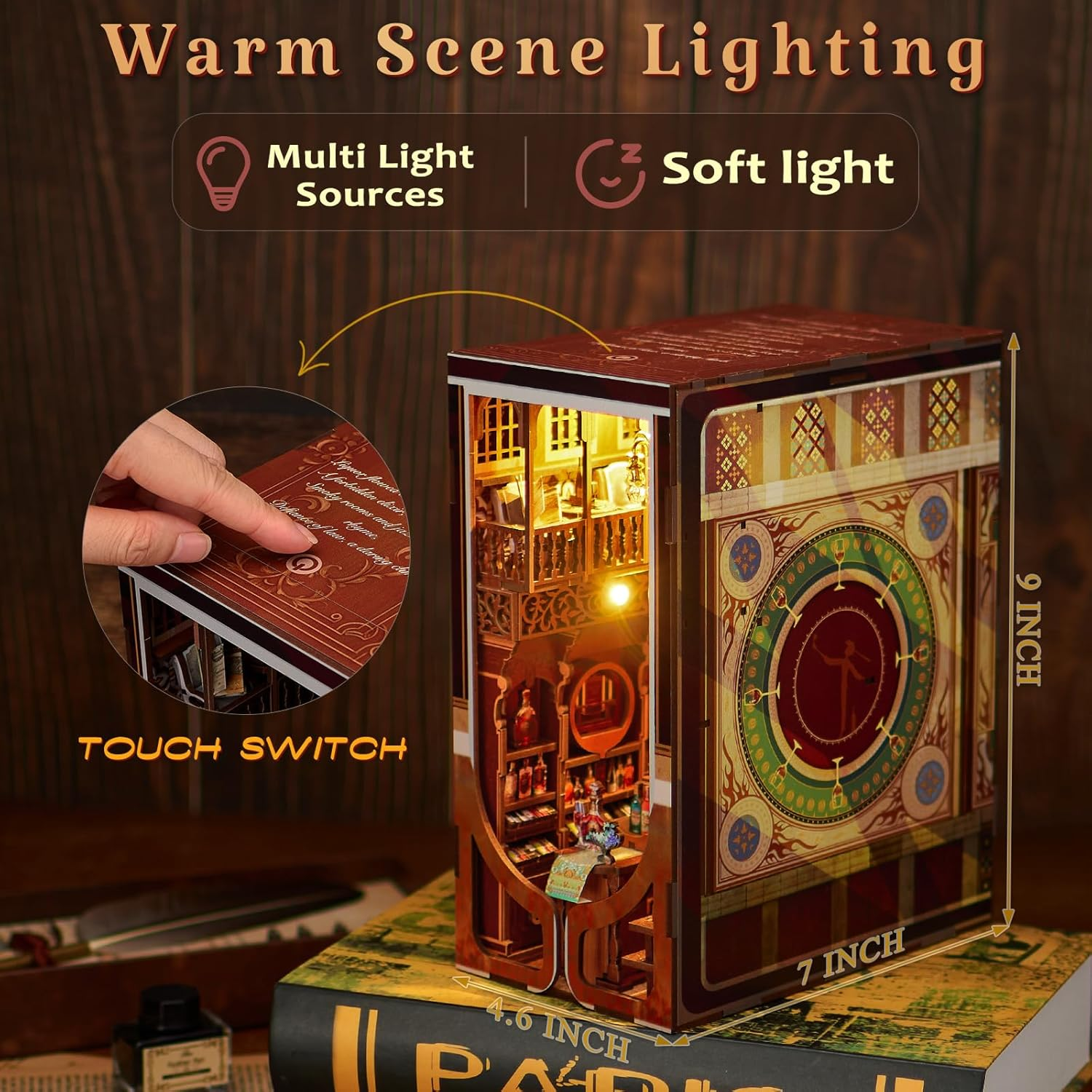 Book Nook Kit, DIY Miniature Dollhouse Booknook Kit, 3D Wooden Puzzle Bookend Bookshelf Insert Decor with LED Light for Teens and Adults (Roaring Twenties Speakeasy) - Roaring 20S Speakeasy image number 5