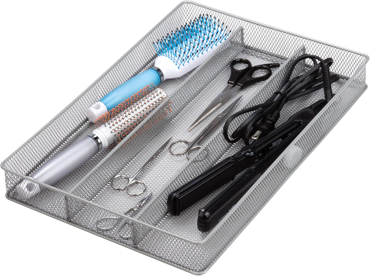 (3-Compartment) - Honey-Can-Do Steel Mesh 3-Compartment Cutlery and Utensil Organiser Tray image number 3