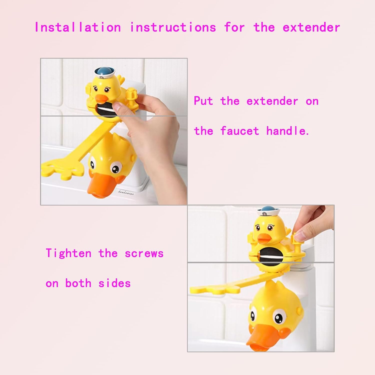 Kids Faucet Extender 2-Piece Set, Cute Yellow Duck Design, Safe Bathroom Sink Helper for Toddlers and Babies, Faucet Extender and Faucet Switch Extender image number 5