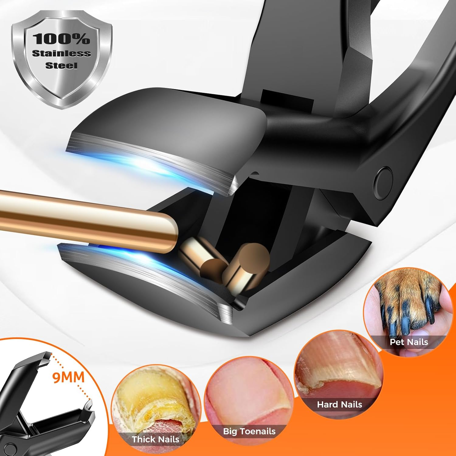 Toenail Clippers for Seniors Thick Toenails, 2024 Upgrade Angled Head Large Toe Nail Clippers for Men with Wide Jaw Opening, Sharp Heavy Duty Fingernail Clipper Cutter with Catcher Long Handle -Black image number 2