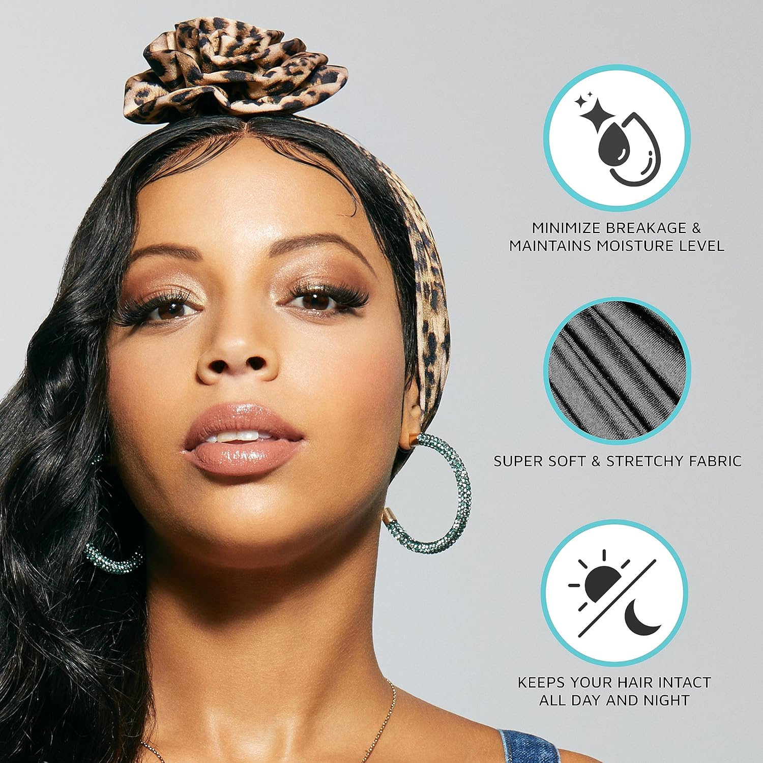 KISS COLORS & CARE Top Knot Pre-Tied Turban - Black - Stylish, Stretchy & Soft for Sleeping, Maximum Hair Protection, Minimizes Breakage, Comfortable for All Types of Hair image number 4