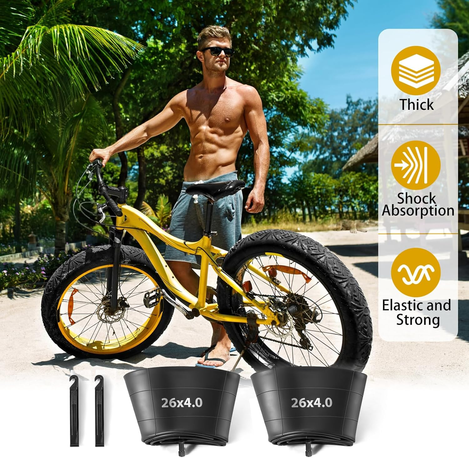 2 Pack 26 X 4.0 Fat Tire Tube Schrader Valve, Puncture Proof Bike Tubes for 26 X 4 Bicycle Tire, Butyl Rubber Inner Tube for Ebike/Electric Bike/Mountain Bike image number 3