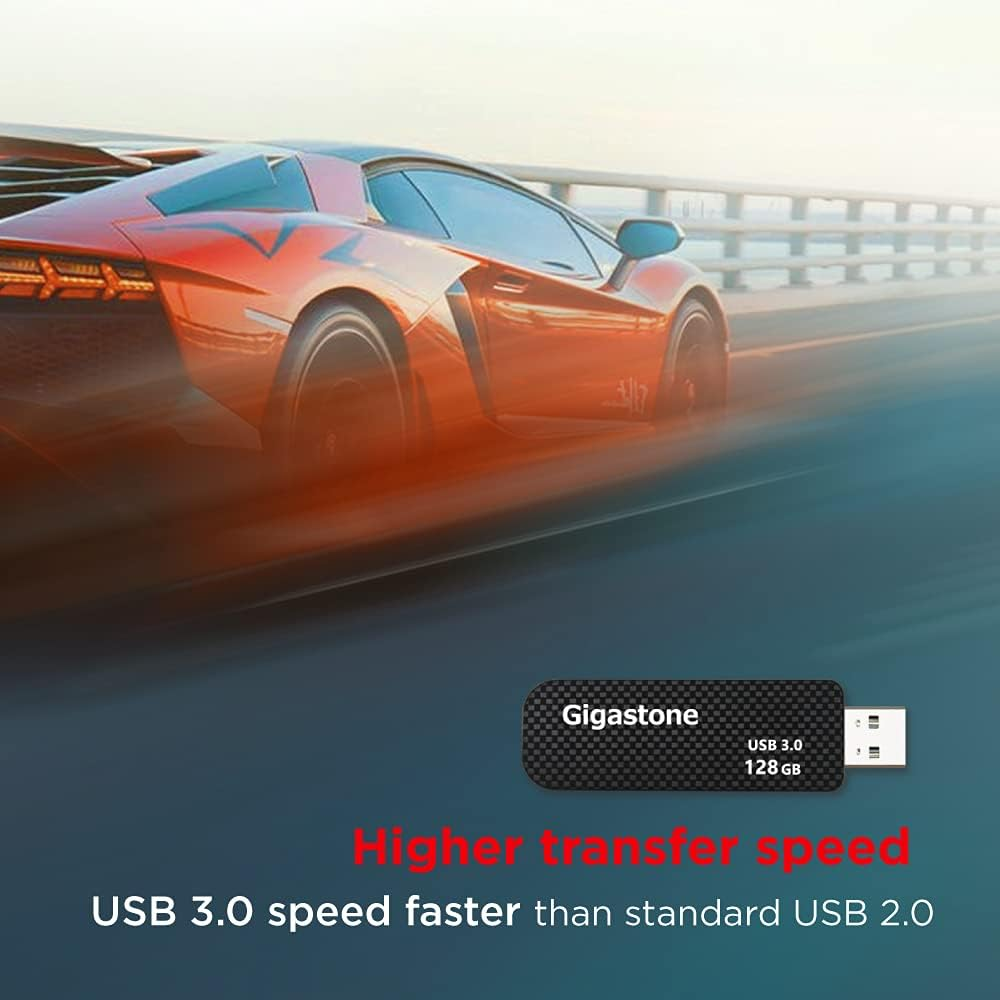 Gigastone Z30 128GB 2-Pack USB 3.2 Gen1 Flash Drive, Capless Retractable Design Pen Drive, Carbon Fiber Style, Reliable Performance & Durable, USB 2.0 / USB 3.0 / USB 3.1 Interface Compatible image number 5