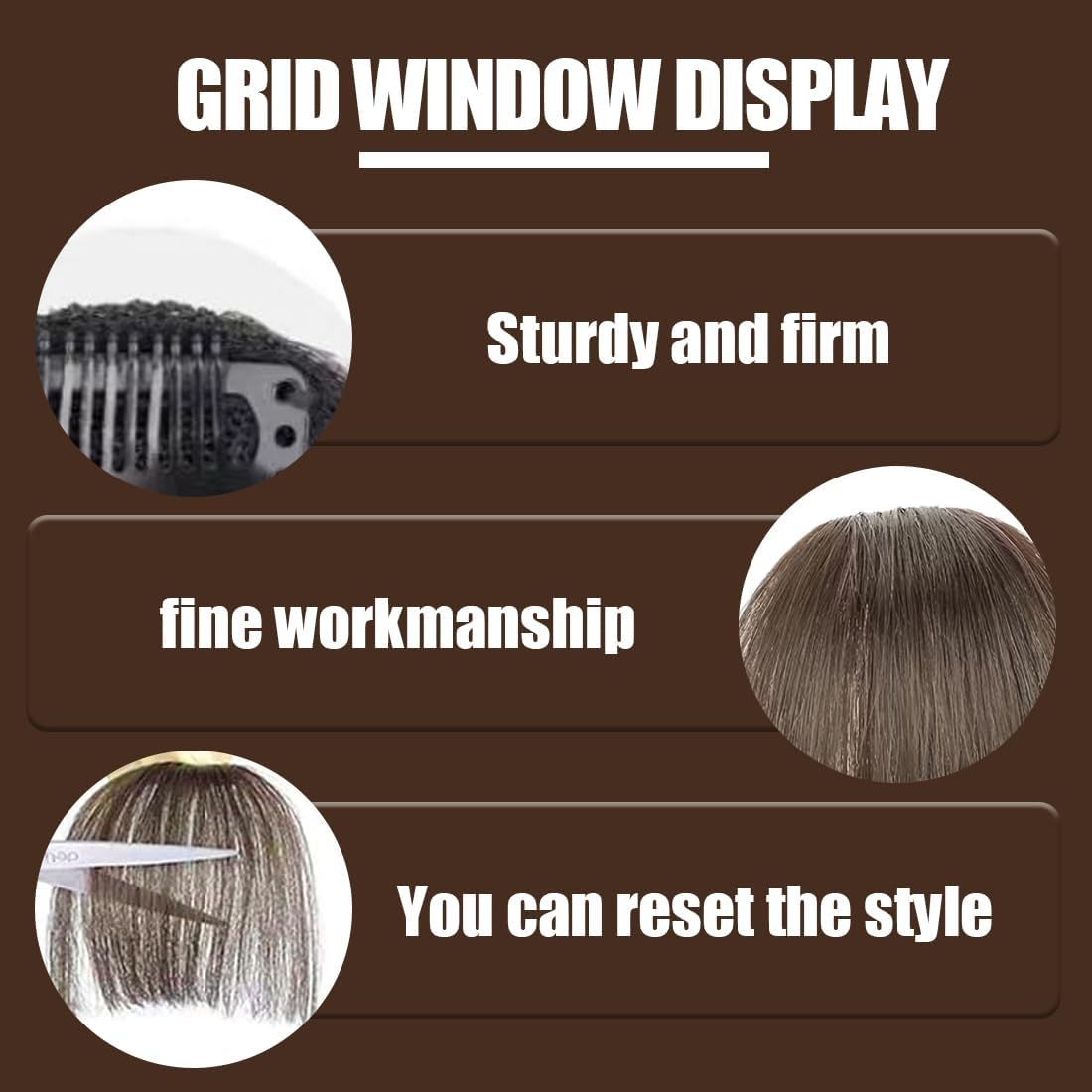 RTRTGS Clip-In Fringe Human Hair Extensions, Flat Face Fringe with Fringe Hairpieces for Women, Fake Bangs, Bangs, Pony Hairpiece, Real Hair image number 4