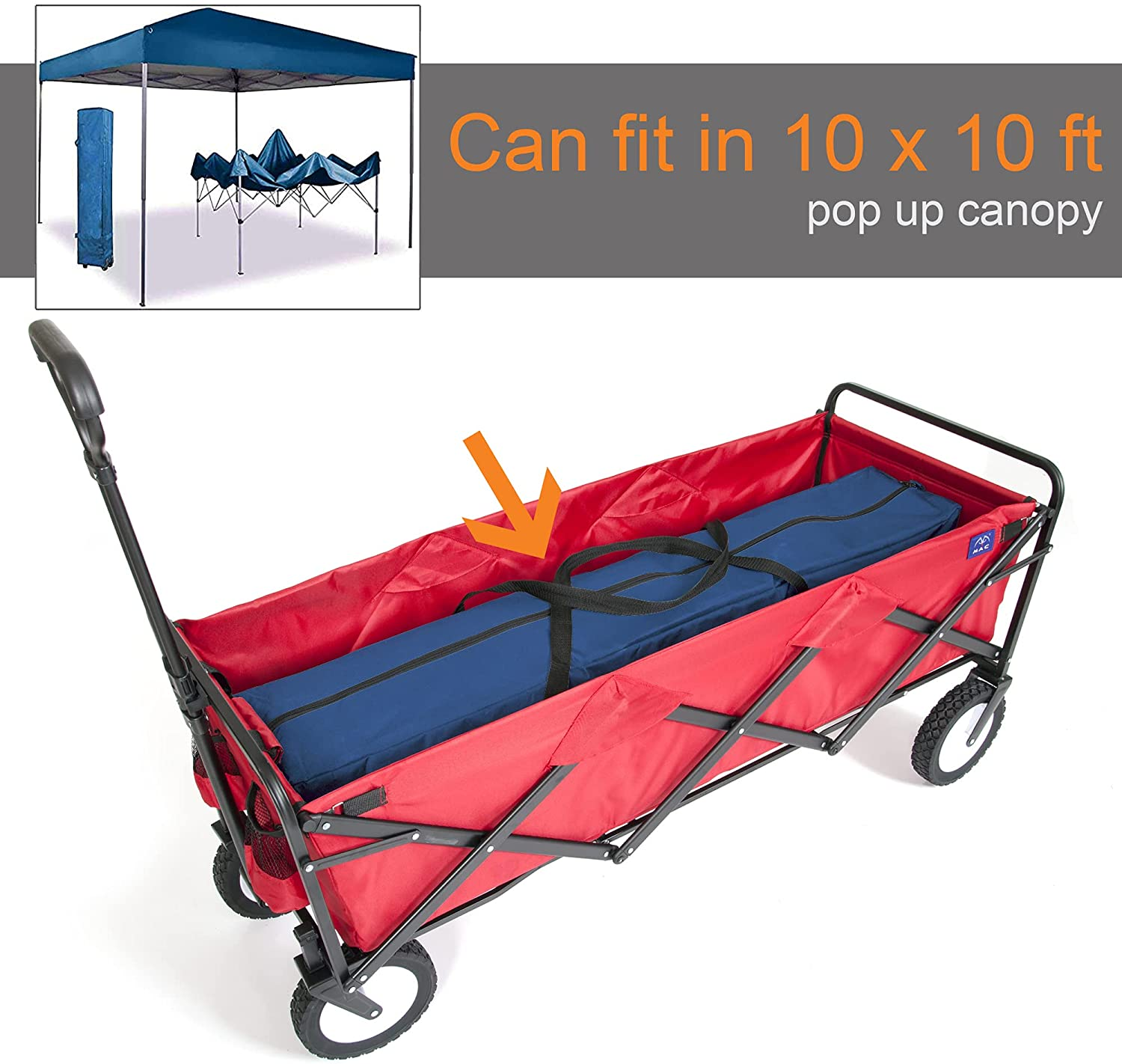 Mac Sports WTCX-201 Extended Collapsible Folding Outdoor Utility Wagon, Red image number 3
