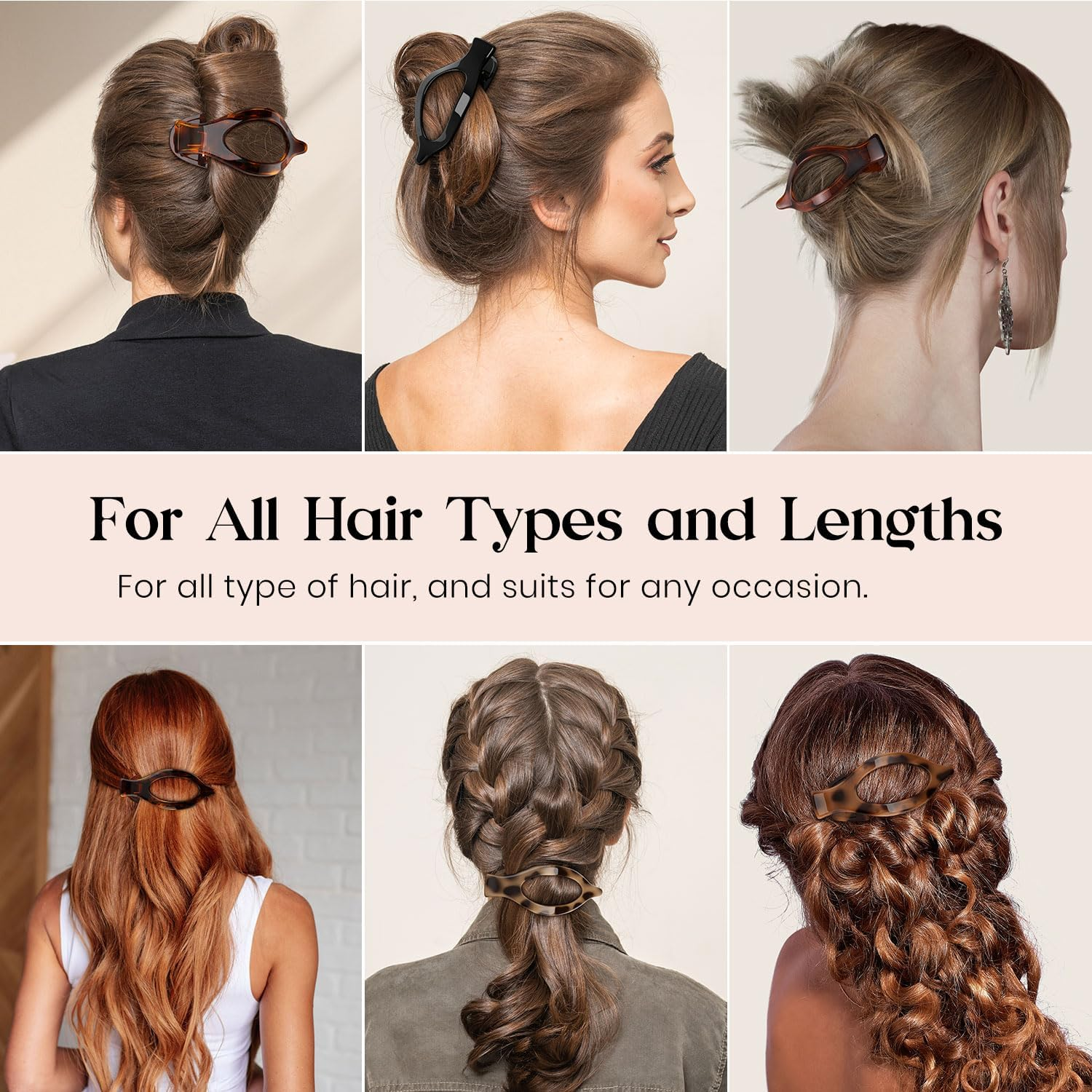 Oeusnael 4 PCS Large Flat Hair Clips for Women Girls, French Concord Lay down Hair Claw Clips for Thick Thin Hair, Matte Non-Slip Strong Hold Hair Accessories (Tortoise) image number 4