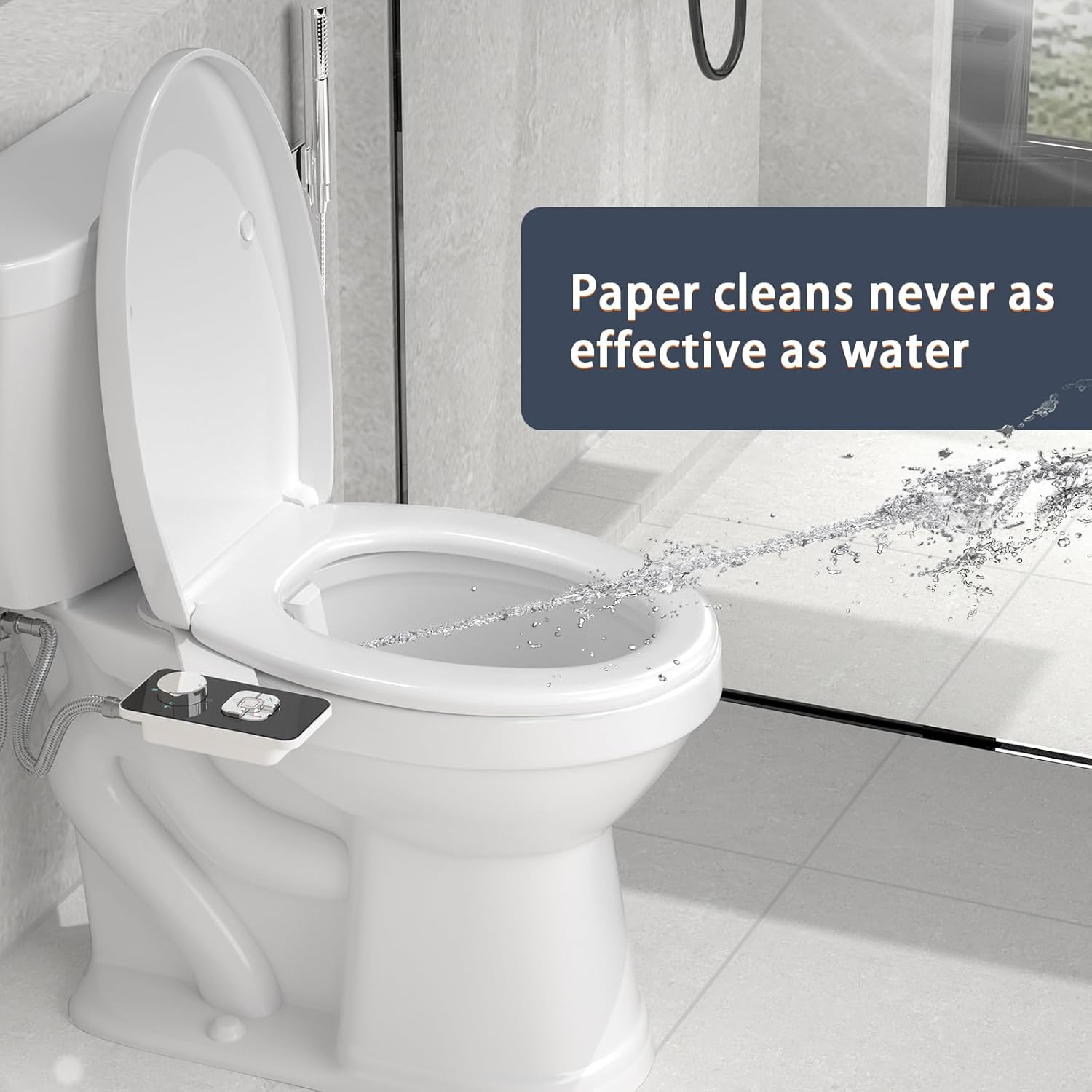 PENDEJATO Bidet Attachment for Toilet - Push Button WC Bidet with Self-Cleaning Dual Nozzle(Front & Rear Wash) - Ultra-Slim Bidet Toilet Seat Attachment with Water Pressure Adjustment (Classic Black) - Classic Black image number 2