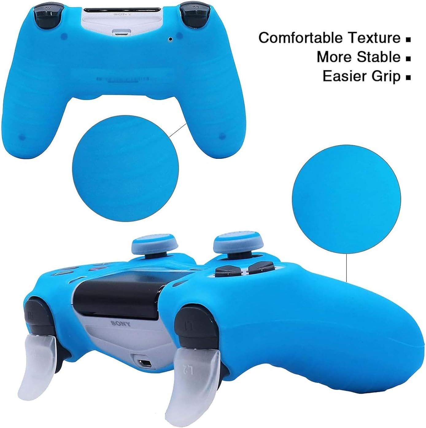 Khxriypha Controller Skin Silicone Grip in Dark Protective Case Compatible with Ps4/Slim/Pro Controller -White image number 2