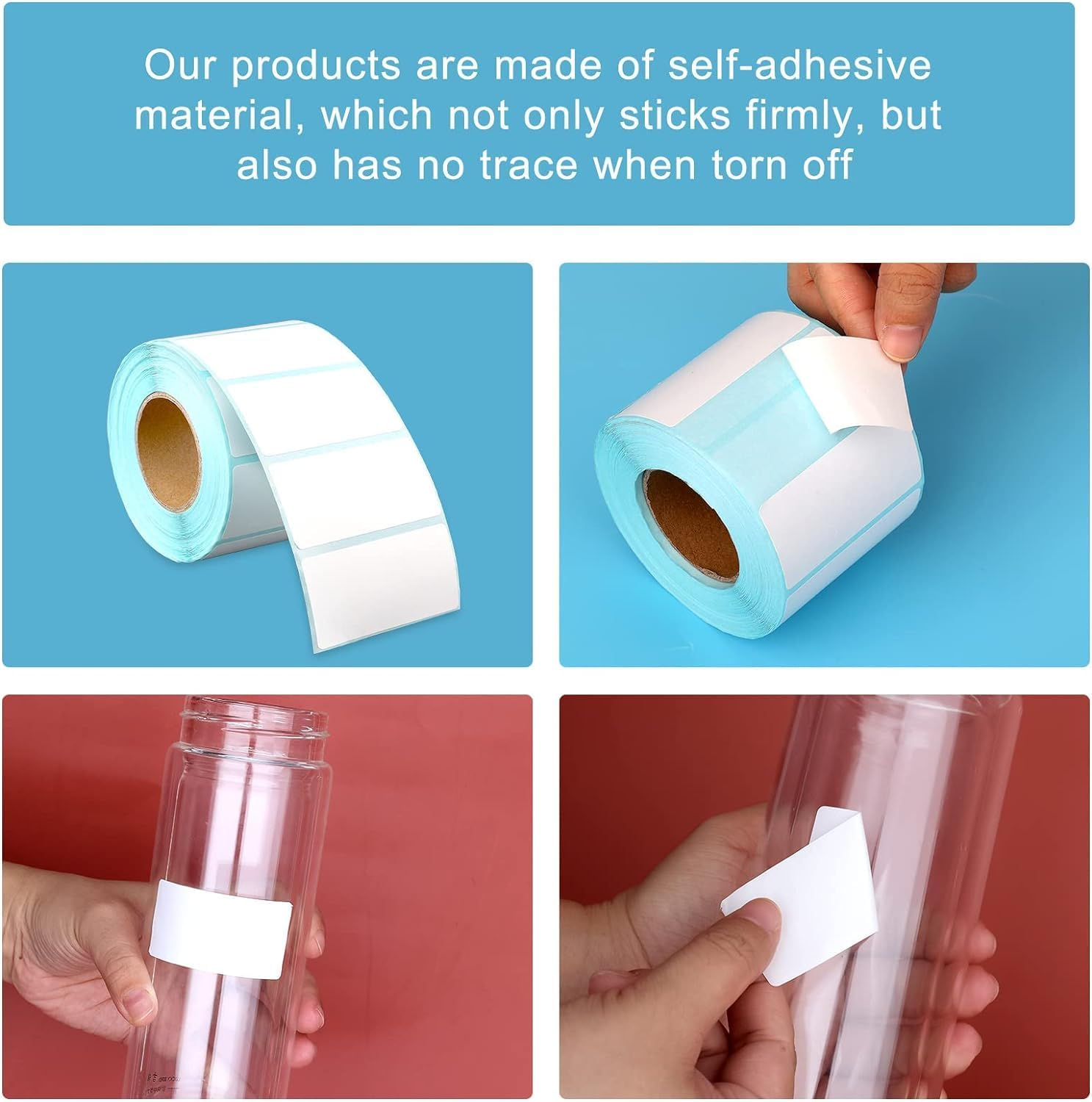 800Pcs 2.4X1.6Inch Thermal Labels Stickers, Rectangle Self-Adhesive Shipping Removable Blank Labels for Thermal Printer, Sticker Labels for Containers Bottles Storage Bins or Office Supplies (White)