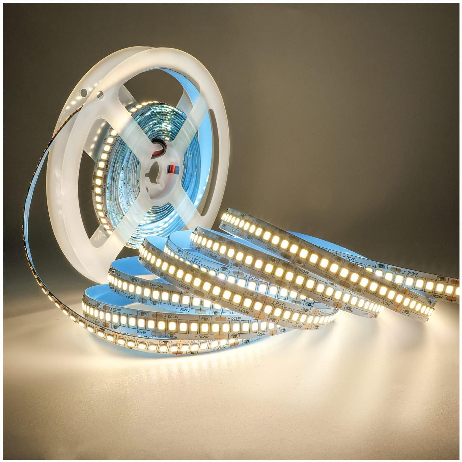 Tyun 24 V LED Strip Light, 1200 Leds, Natural White, 4000 K, 5 Metre Strip, Flexible Strip Light, SMD 2835 IP20 Strip Light for Garden, Bedroom, Kitchen Decoration