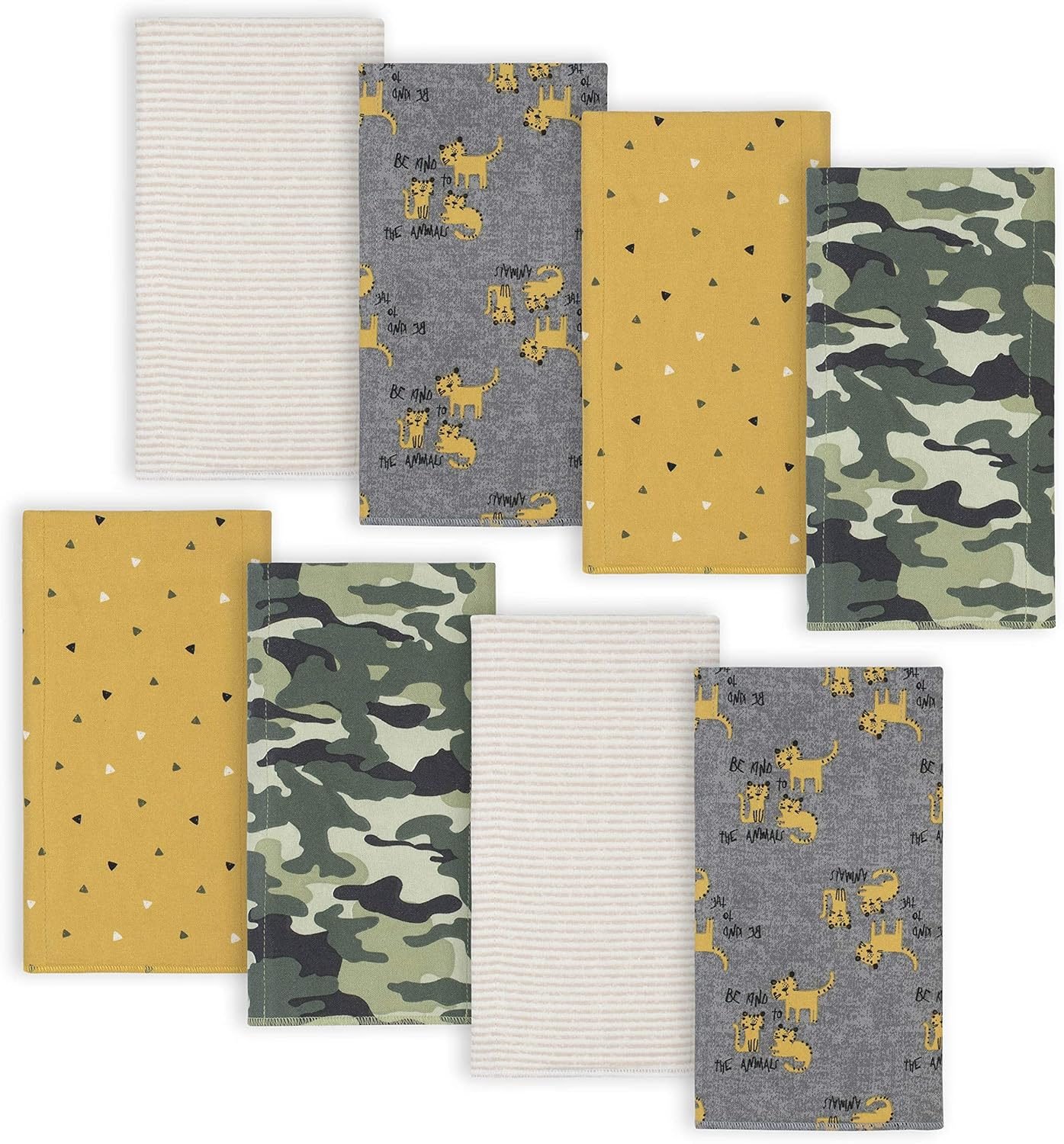 Gerber Baby 8-Pack Flannel Burp Cloths, Elephants, 20" X 14" image number 2