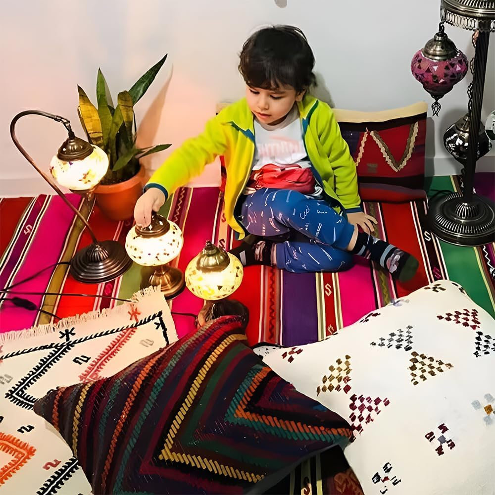 TOMVAES Table Light,Turkish Colorful Moroccan Style Mosaic Multicolour Lamp Desk Table Lamp Light Glazed Decor Lamp image number 6