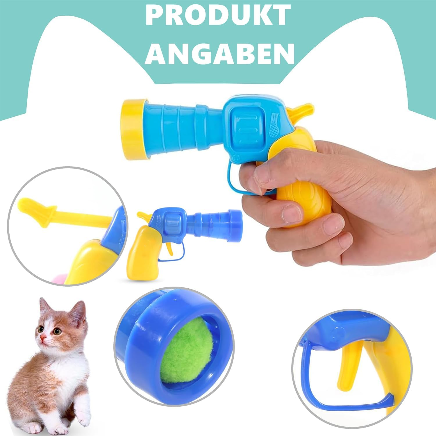 Norhogo Pack of 50 Cat Toy Balls with Cat Toy Launcher, Interactive Toy, Funny Cat Toys for Cats and Kittens, Toy for Indoor Pets, Cats, Dogs, Random Colour image number 1