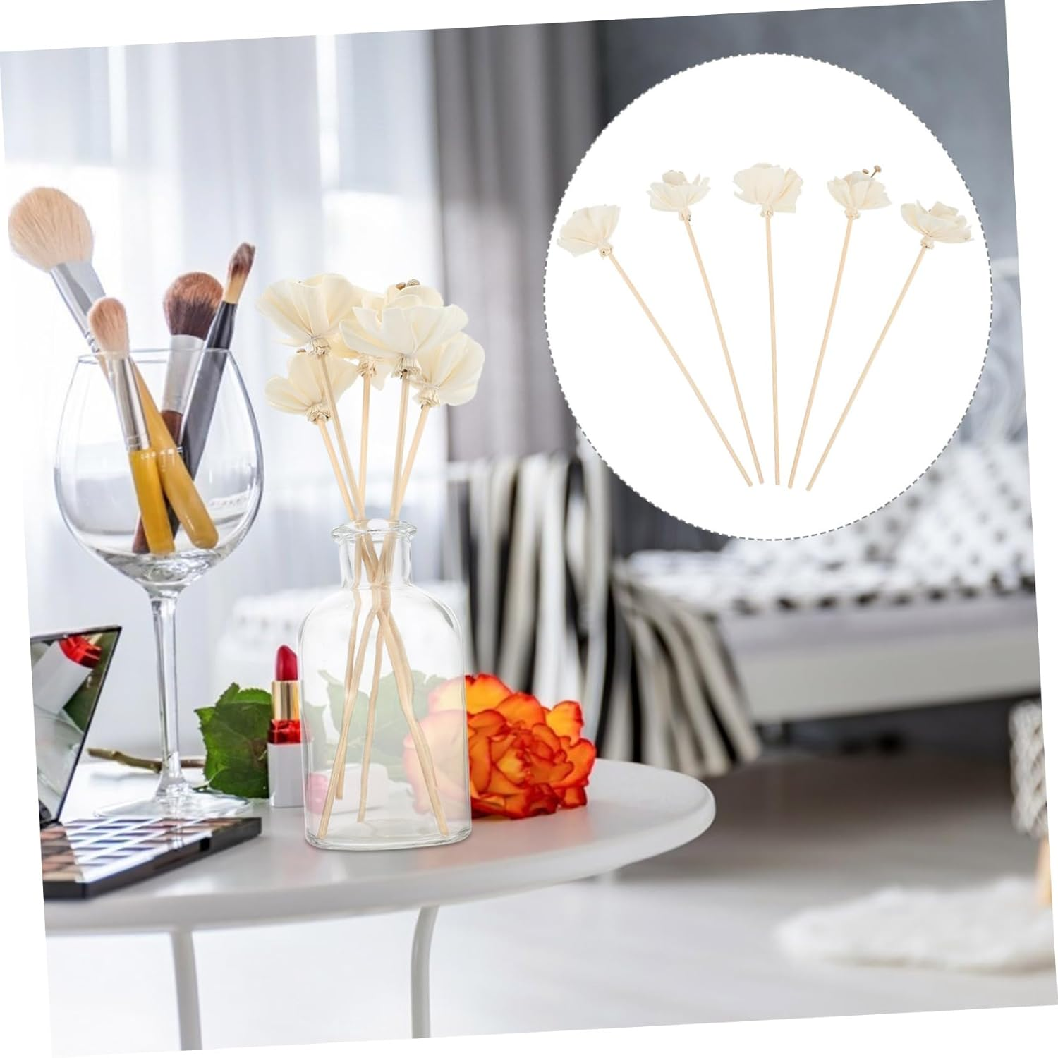 Ciieeo 5Pcs Peony Aromatherapy Flower Diffuser Sticks for Home Products Fragrance Sticks Artificial Flowers for Decoration Aroma for Essential Oil Vines in House Decor image number 6