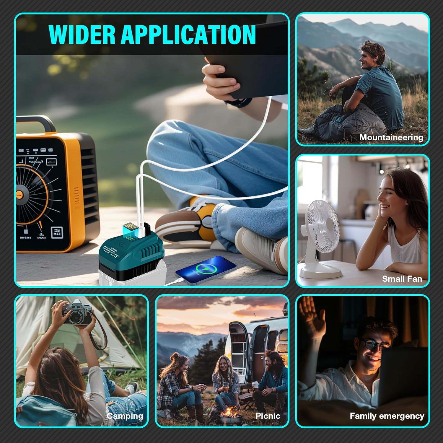 Portable USB Charger for Makita 18V Battery with USB C PD2.0 100W(Max) Output,Can Charge Battery,For BL1830 BL1850 BL1860 Battery Charger with 1 Type-C Port for Phone Charger Adapter image number 5