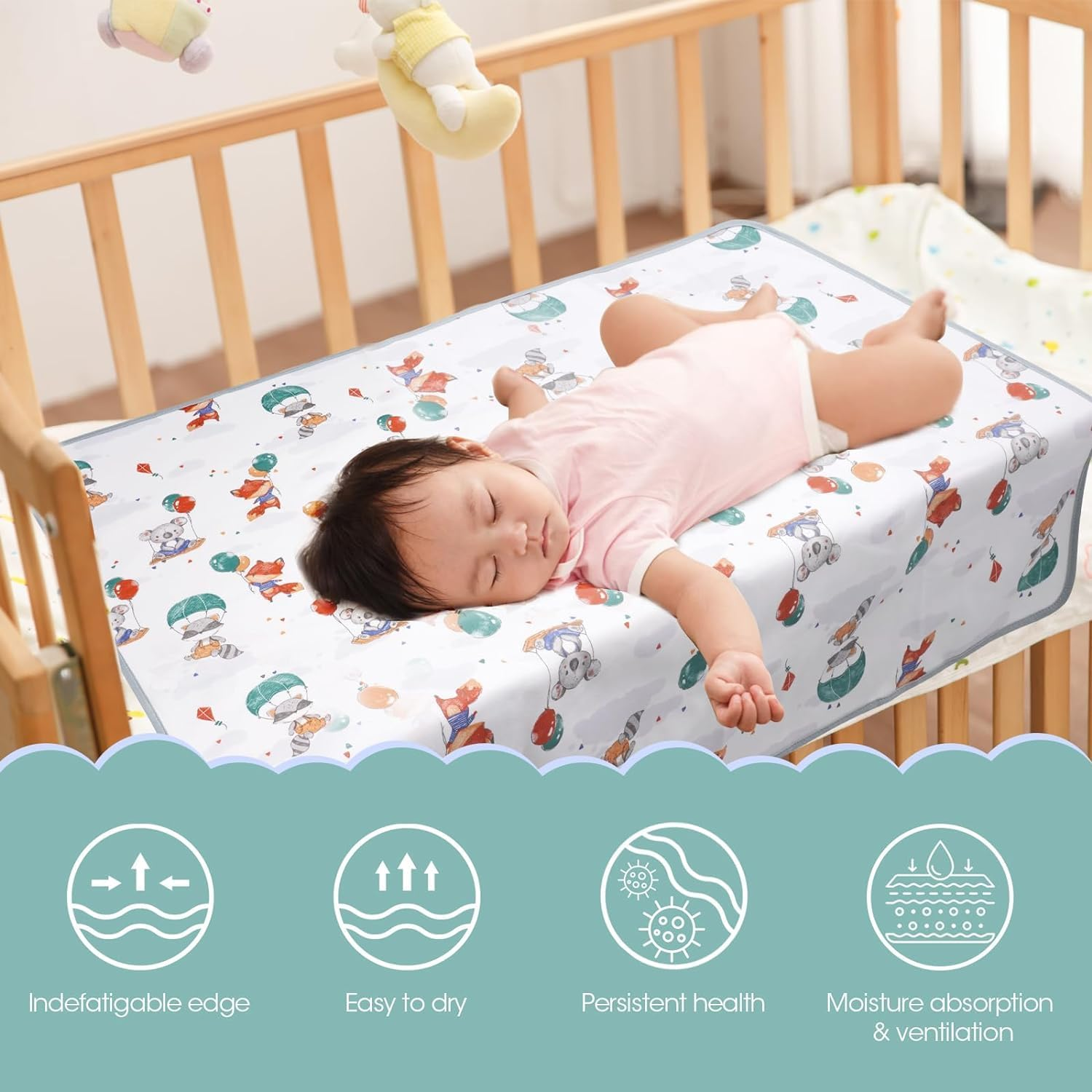 ZONEY Potty Training Bed Pad 100% Waterproof, Bed Wetting Protection Pad for Twin and Toddler Beds, Reusable, Non Slip and Easy to Change, Waterproof Mattress Pad, Bed Mats Washable (D, M(80*100Cm))