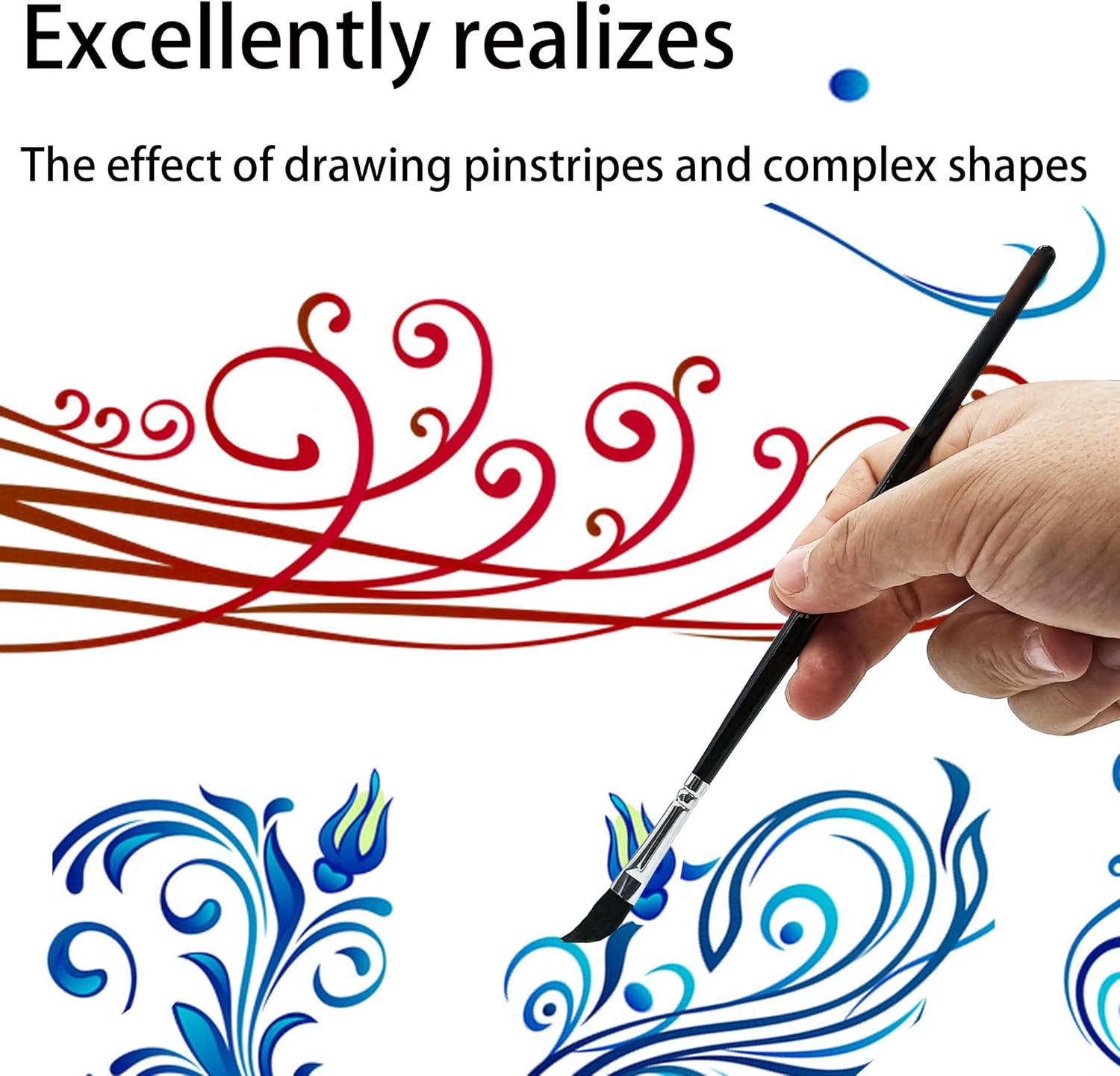 Dagger Brush Set, 4 PCS Sword Striper Brushes for Artists and Beginners, Watercolour, Acrylic, Oil, Size 1/8, 1/4, 3/8, 1/2 Inch image number 4