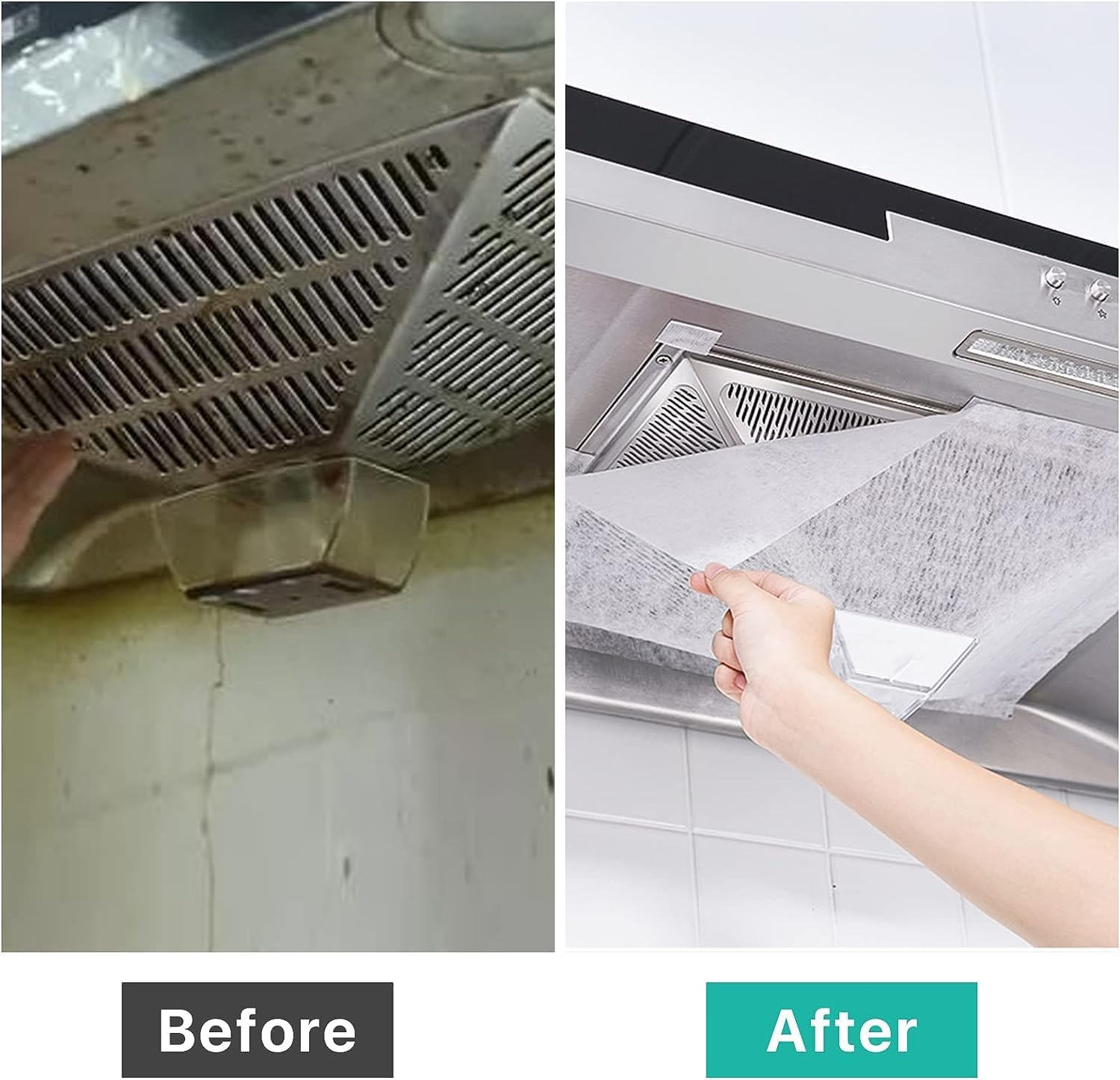 Range Hood Filters, Nonwoven Fabric Range Hood Replacement Filter with Adhesive Strips and Magnetic Block, anti Oil Filter Paper for Kitchen (2*Range Hood Filters 2*Adhesive Strips 16*Magnetic Blocks)