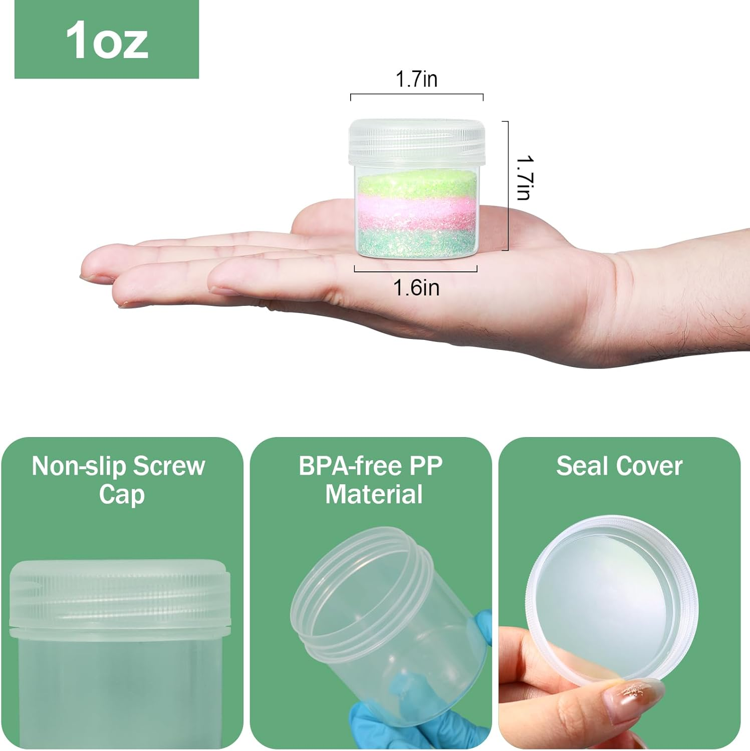 UMETASS TSA Approved Wide Mouth Travel Size Containers, PP Clear Leak Proof Travel Plastic Jars with Lids for Creams Lotion Cosmetic, Jewelry Beads, Sample, Small Items Storage (1 Oz, 4 Pcs) image number 4