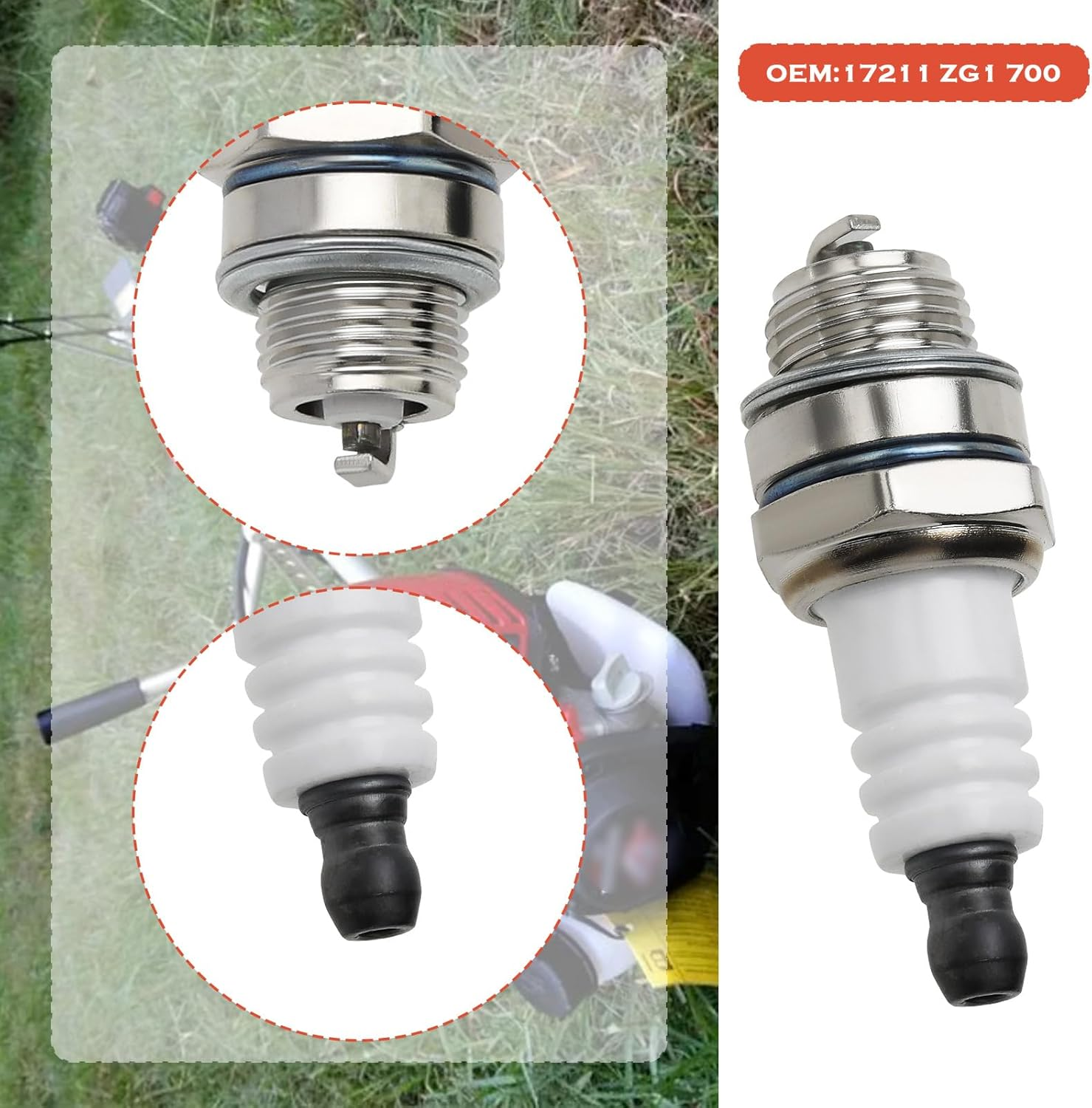 VGOL 2Pcs Lawnmower Air Filter Kit Compatible with Honda GV100 HR173 HRB423 HRB535 Filter Sponge+L7T Spark Plug 17211 ZG1 700 Lawnmower Replacement Parts image number 2