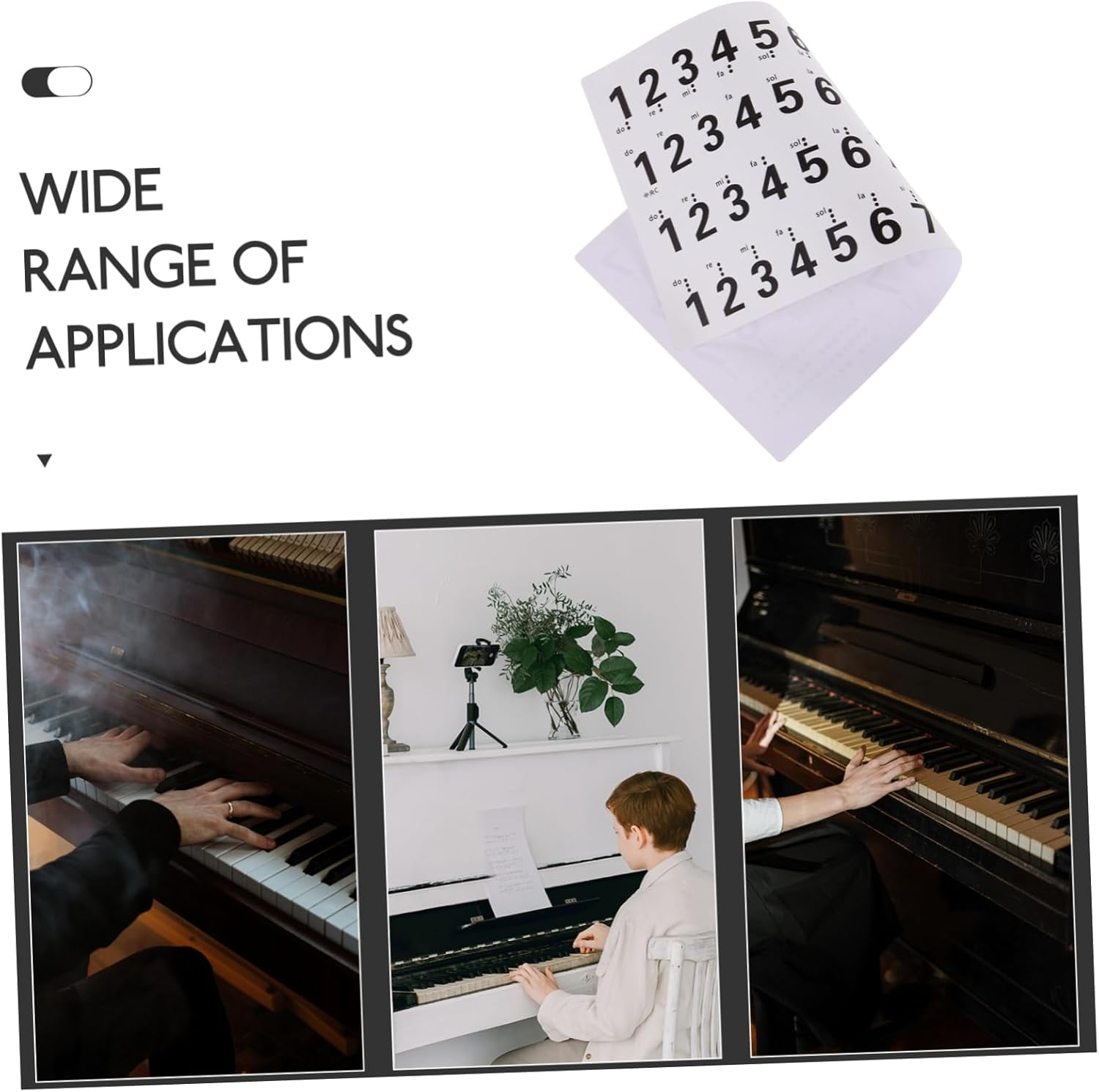 TOPPERFUN Piano Number Stickers for Keys Removable Decals for Easy Learning for Beginners Fits Electronic Keyboards and Pianos Convenient Teaching Tool image number 2