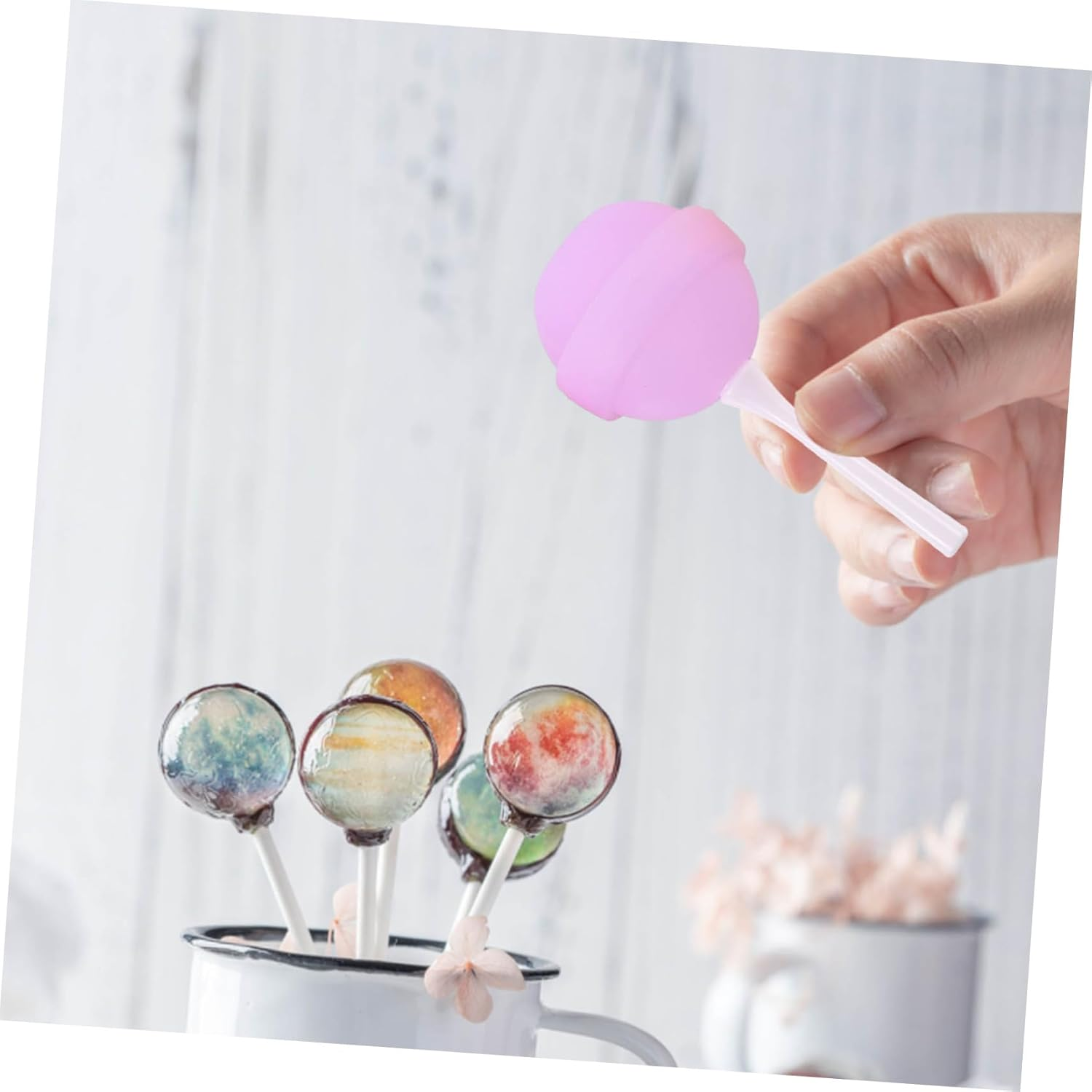 UTHCLO 4Pcs Silicone Lollipop Shape Ice Mold Maker for Creative Treats Easy to Clean Space-Saving Design for Boys and Girls and Family Fun image number 6