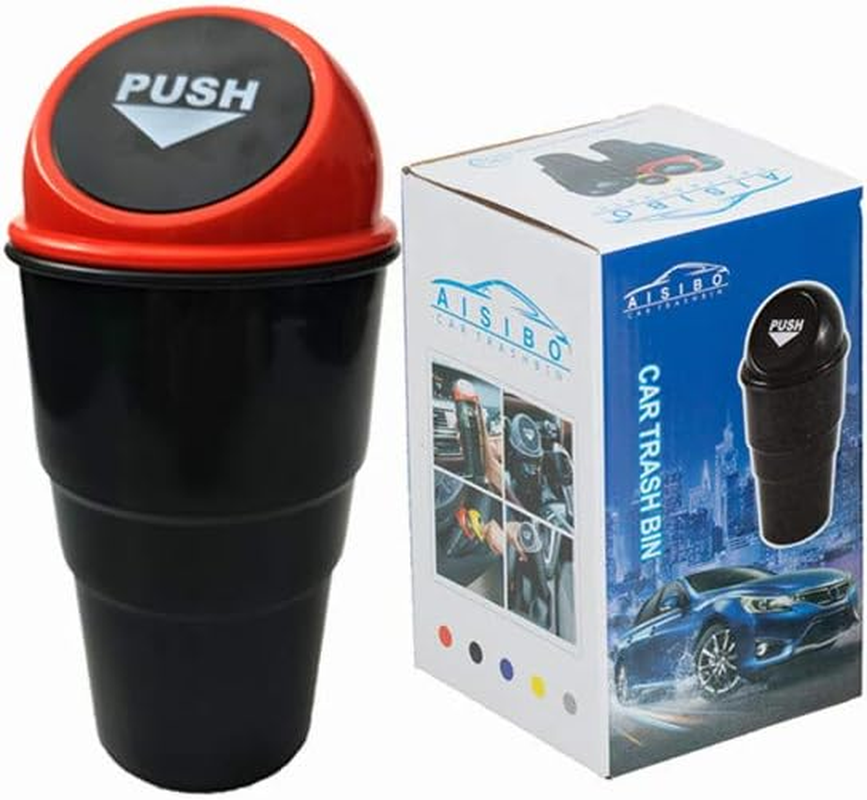 Mini Car Auto Garbage Trash Can Automotive Vehicle Waste Storage Fits Cup Holder for Office Desk Can (Red) - Blue image number 5
