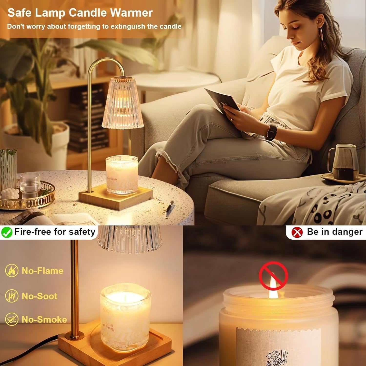 Candle Warmer Lamp Australia, Table Lamp with Dimmable and Timer for Jar Candles with 2 Bulbs, Home D&eacute;cor Products for Thanksgiving Christmas Mother'S Day Birthday Women & Mom Gifts image number 3