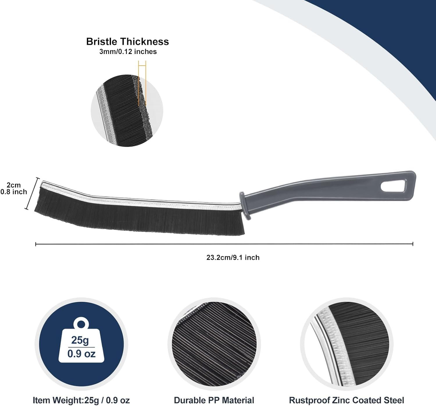 3 Pack Crevice Cleaning Brush Groove Cleaning Tool Window Gap Cleaning Brush Grout Brush for Tiles, Hard Bristle Brush for Bathroom and Kitchen, Authentic Guarantee image number 3