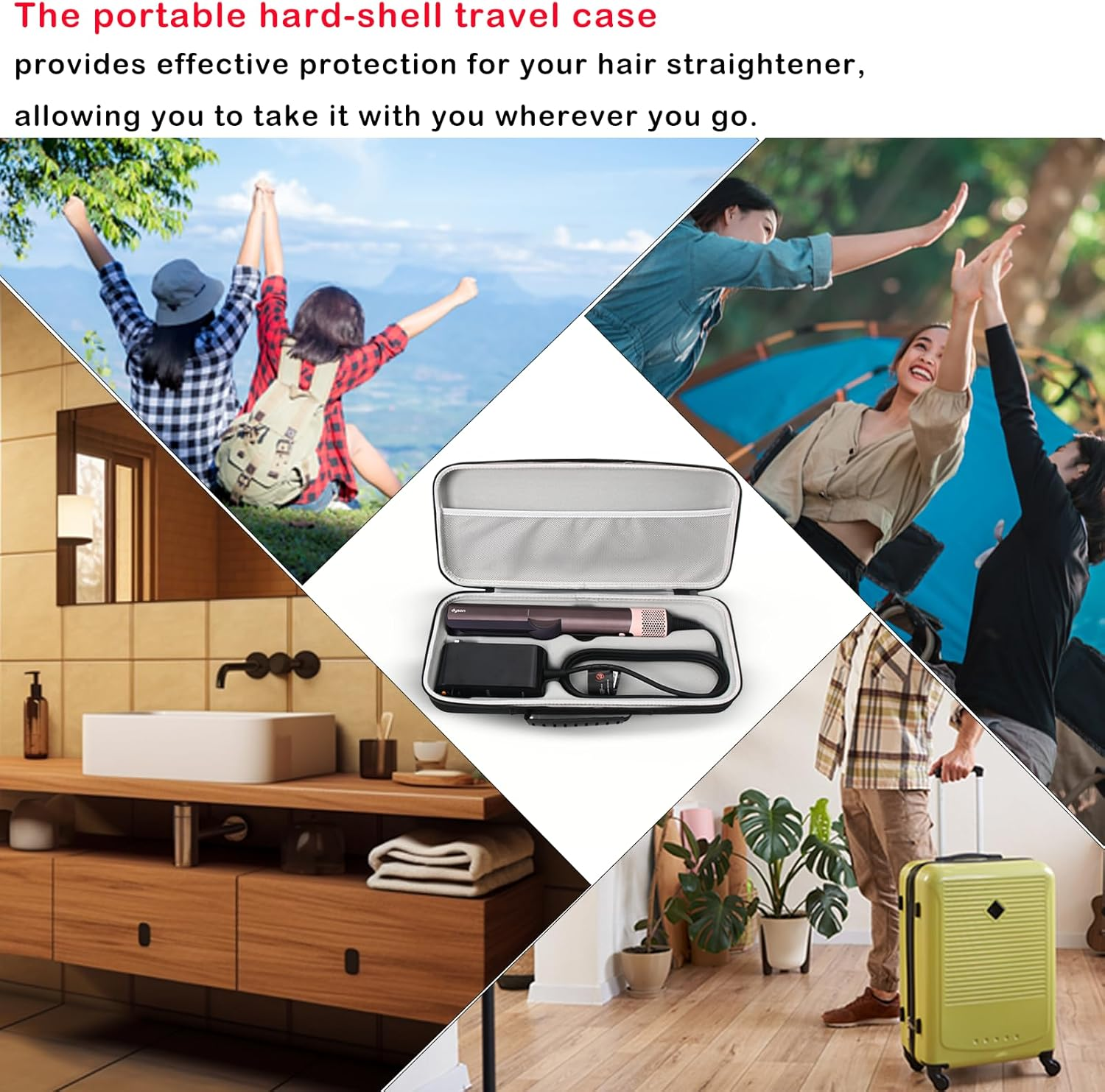 LIUIIVIRI Hard Travel Case Compatible with Dyson Airstraight HT01 Hair Straightener & Power Supply, Waterproof and Shockproof Storage Caryying Case, Black, M, Cary