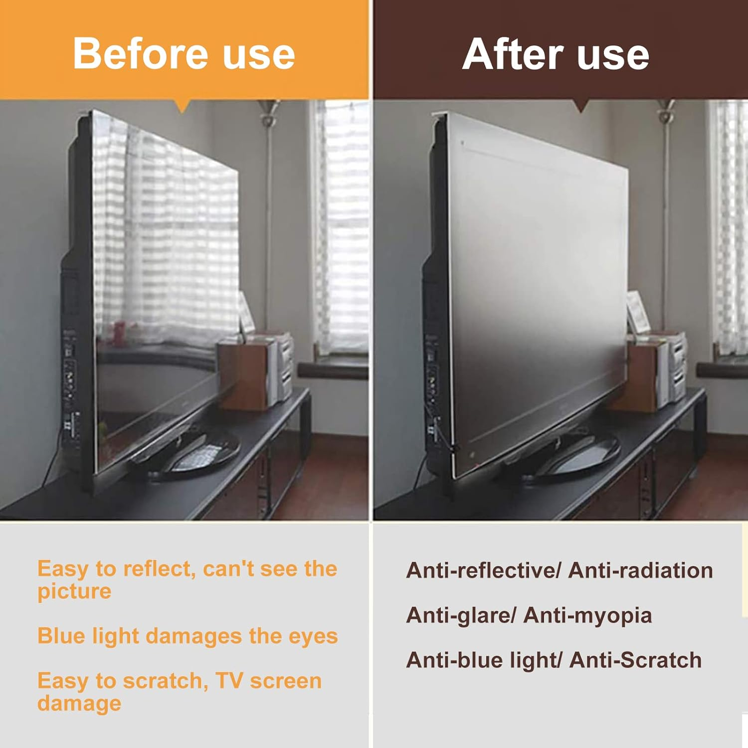 BU TV Screen Protectors anti Blue Light TV Screen Protector for 50-75 Inch - Indoor & Outdoor Matte Anti-Glare, Anti-Uv Protector Film for LCD, LED, 4K OLED & QLED HDTV,50" 1095 * 616 image number 5