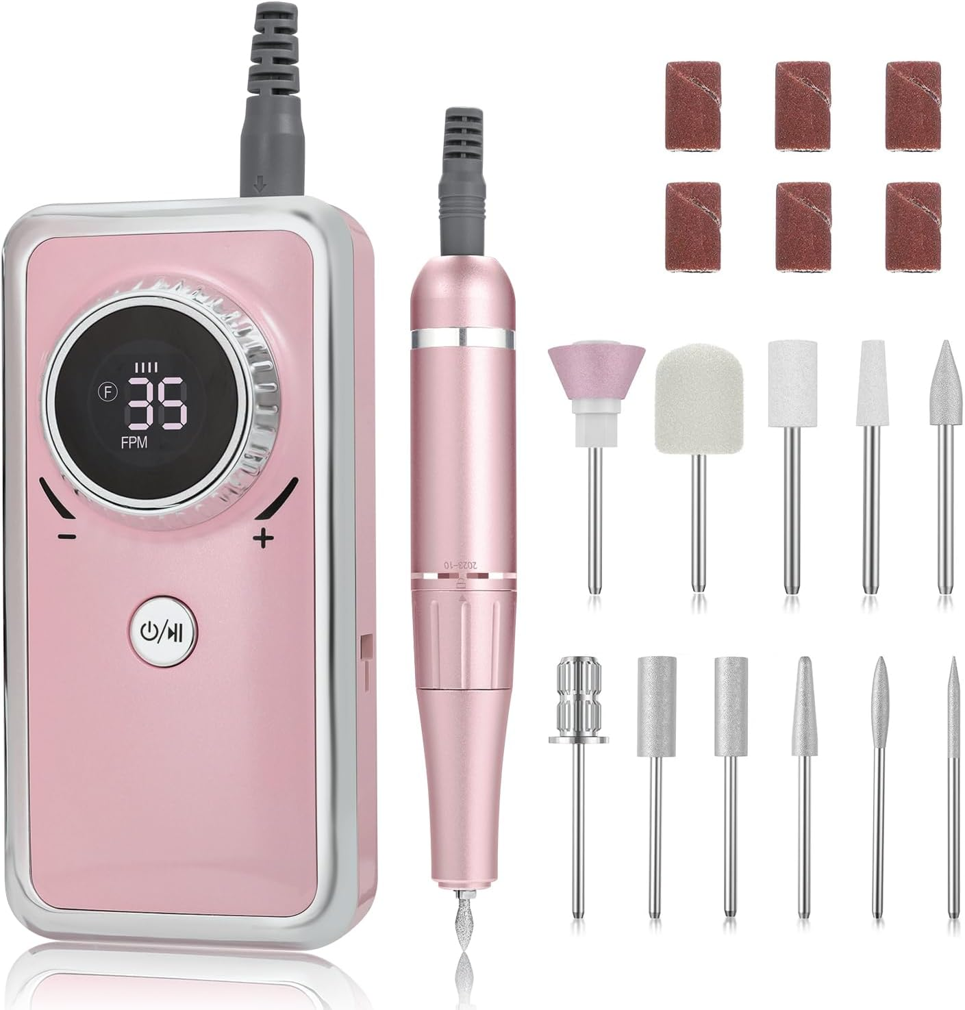 Electric Nail Drill Professional, 35000RPM Portable Efile Nail Drill with 11Pcs Nail Drill Bits, Rechargeable Nail Drill Machine with LCD Display for Acrylic Nail Remove Gel Polish for Home Salon Use image number 4