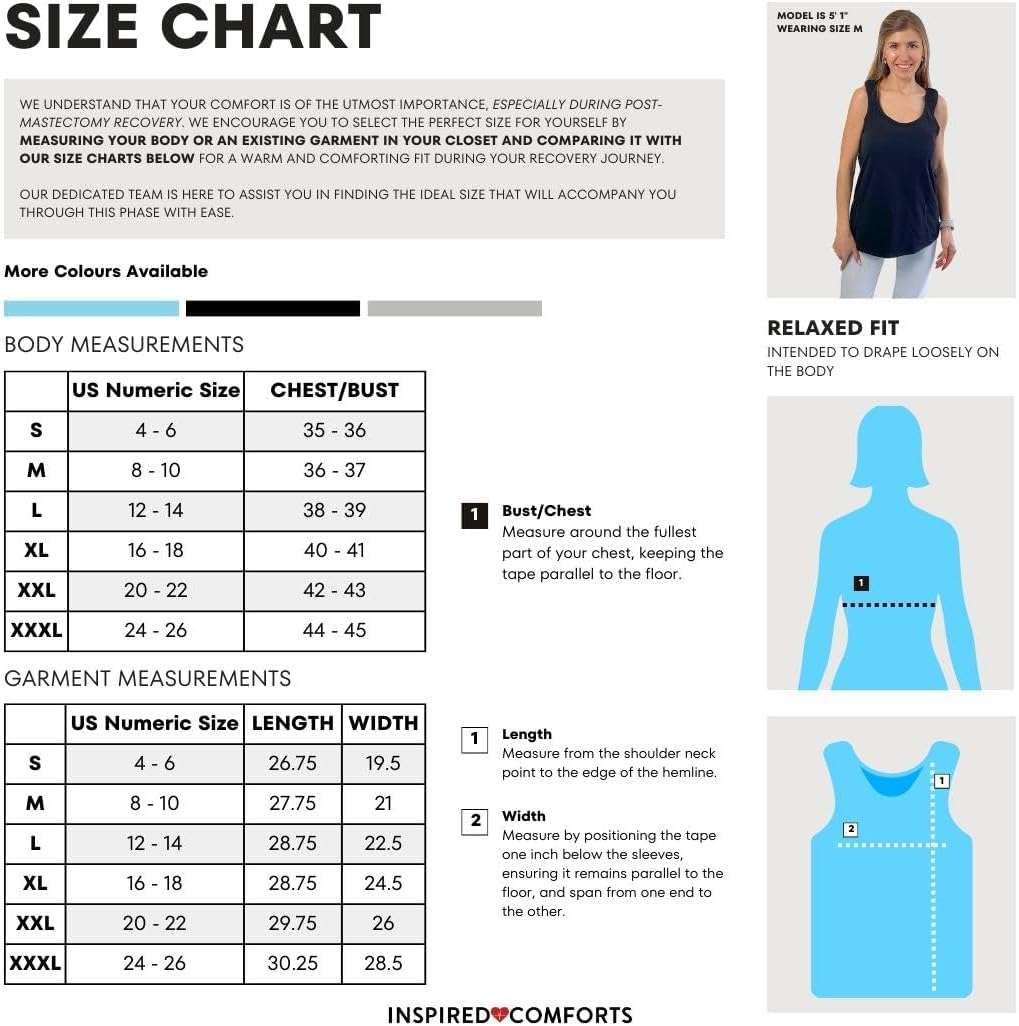Inspired Comforts Mastectomy Recovery Tank Top with Drain Pocket & Snap-Access image number 4