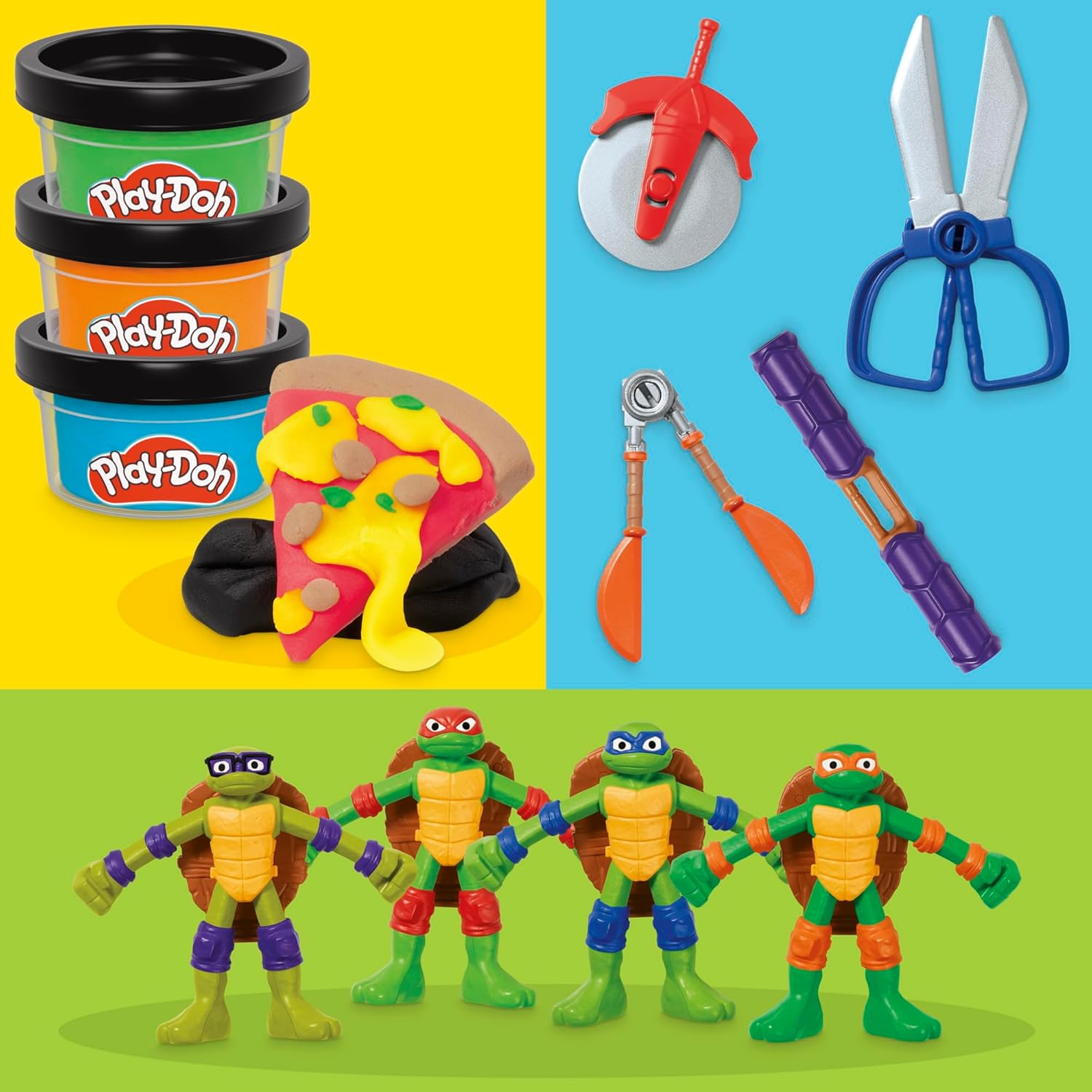 Play-Doh Teenage Mutant Ninja Turtles Cowabunga Creations Bendy 4 Inch Action Figures Set, Kids Arts & Crafts, TMNT Toys for Boys & Girls 4+ image number 5