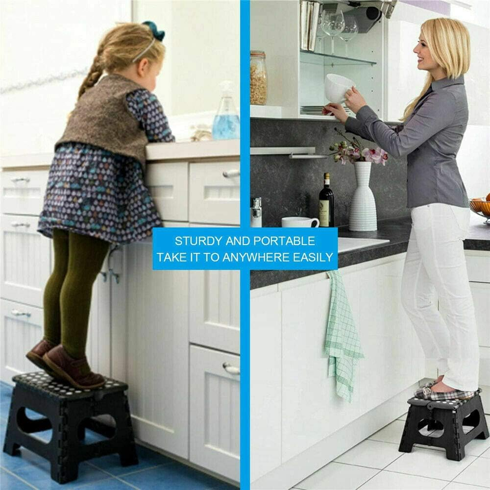 Portable Flat Folding Step Stool Ladder Non Slip Caravan Camping Seat Chair 22/39CM (M/H 22Cm X W 29Cm X D 22Cm)