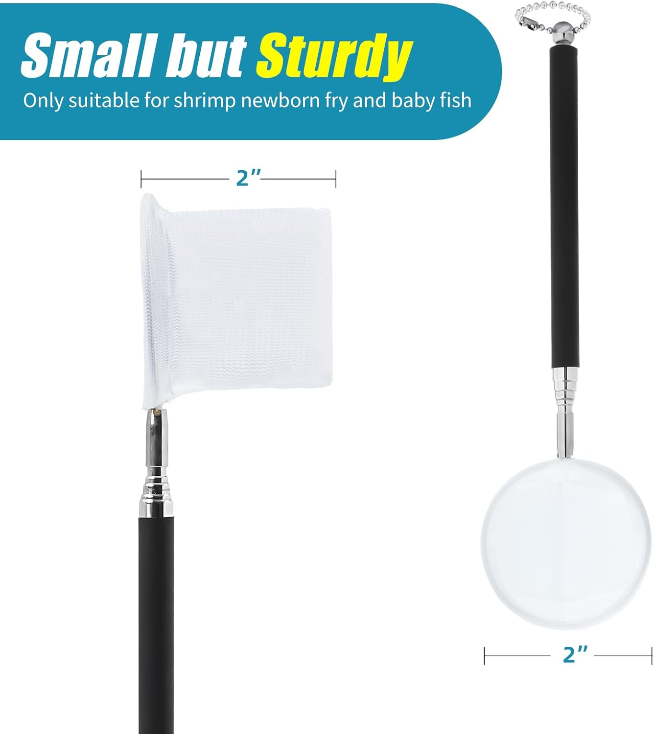 AQUANEAT Shrimp Net, Fish Net Aquarium, Fish Tank Net with Extendable Stainless Steel Handle image number 6